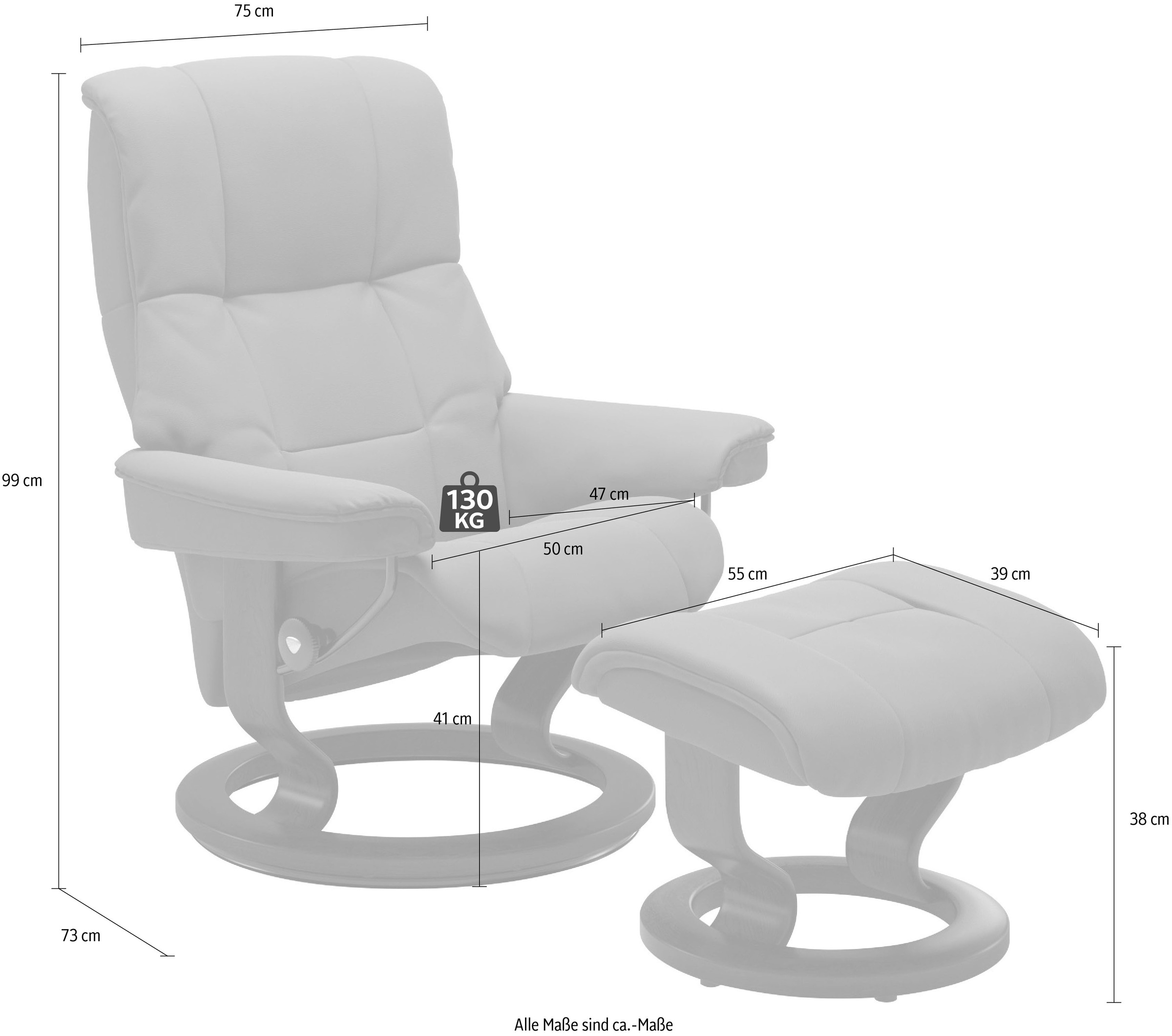 Stressless® Relaxsessel »Mayfair« Set, Relaxsessel mit Hocker,  mit Hocker, mit Classic Base, Größe S, M & L, Gestell Eiche