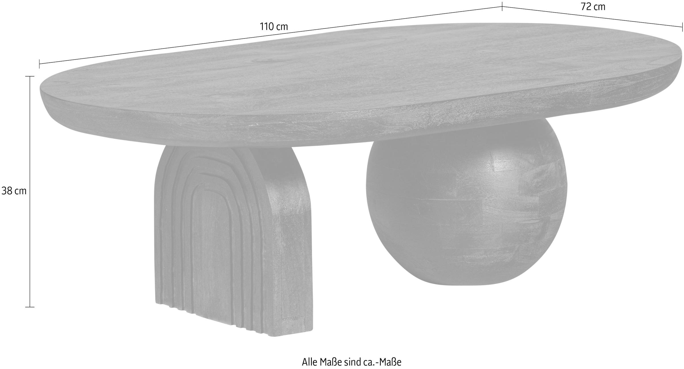 WOOOD Couchtisch »Steppe«, aus Mangoholz, große Tischplatte, H 38 cm x B 110 cm
