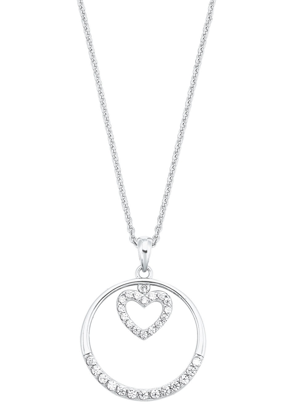 Amor Kette mit Anhänger »Kreis/Herz 2026071« mit Zirkonia