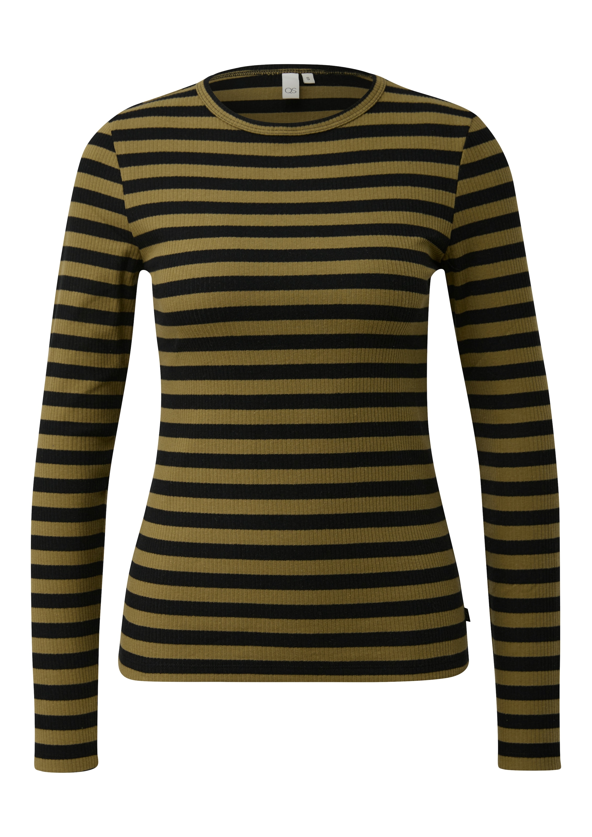QS Langarmshirt Sommershirt, geringelt, Ripp-Ware