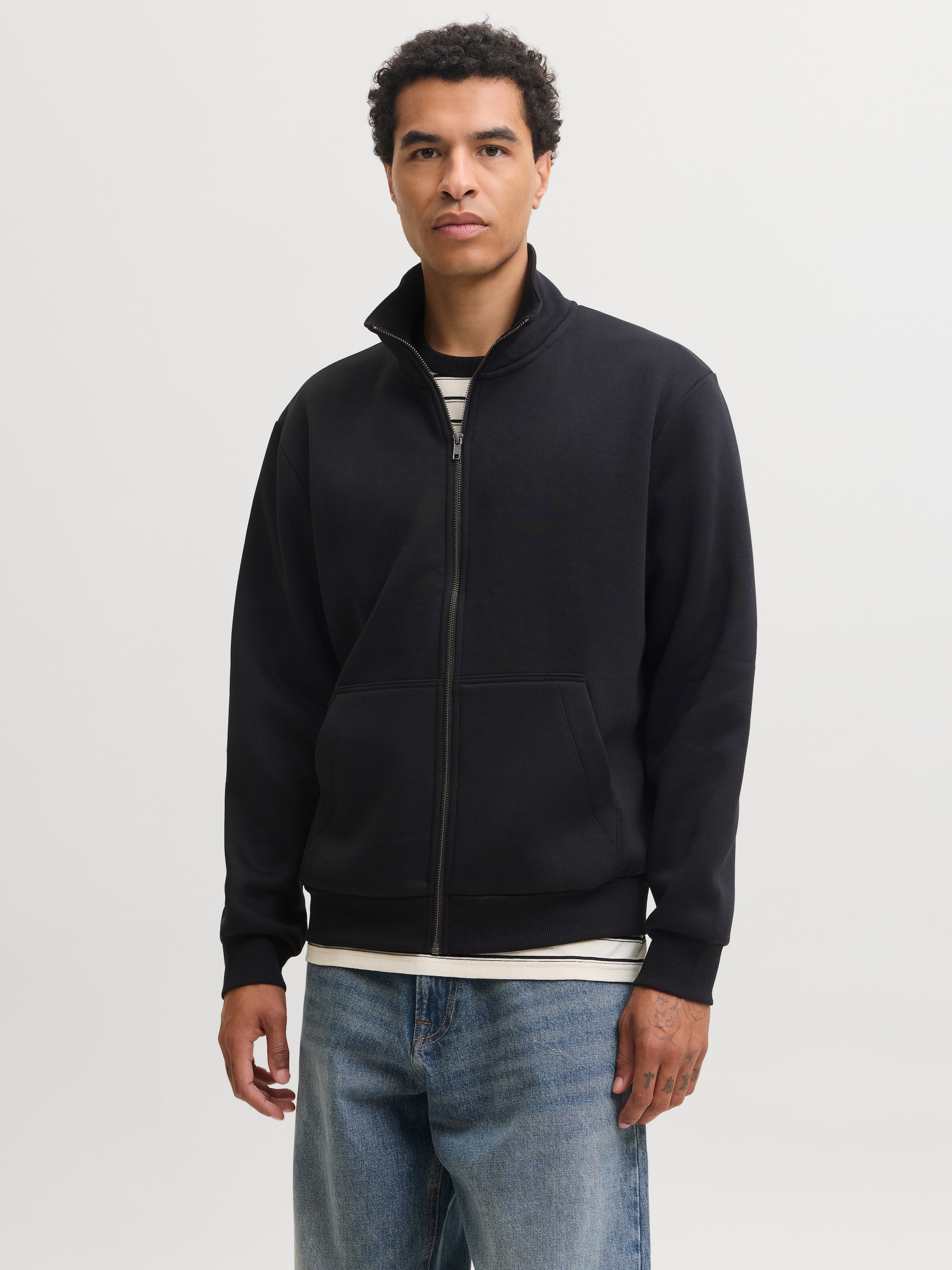 Jack & Jones Sweatjacke »JJEBRADLEY SWEAT ZIP HN NOOS« Materialmix, regular fit