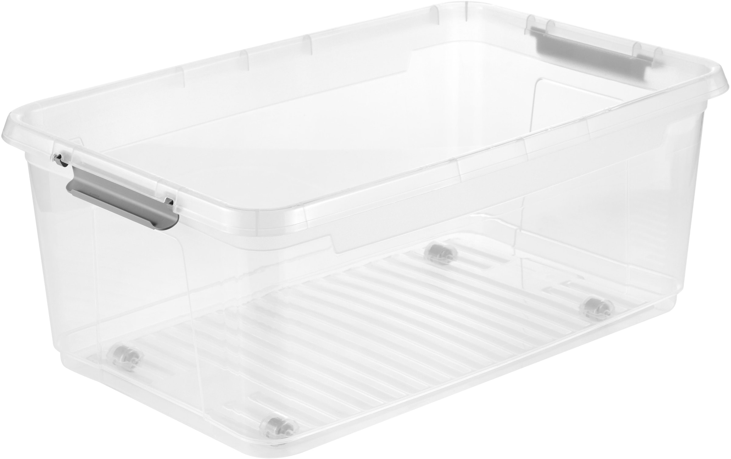 keeeper Aufbewahrungsbox »Clipbox Leo (Set 4 St.) 37 L, 59 x 38 x 24 cm« Schanierclips, Doppelöffnung, 90° drehbare Räder, fixierbarer Deckel