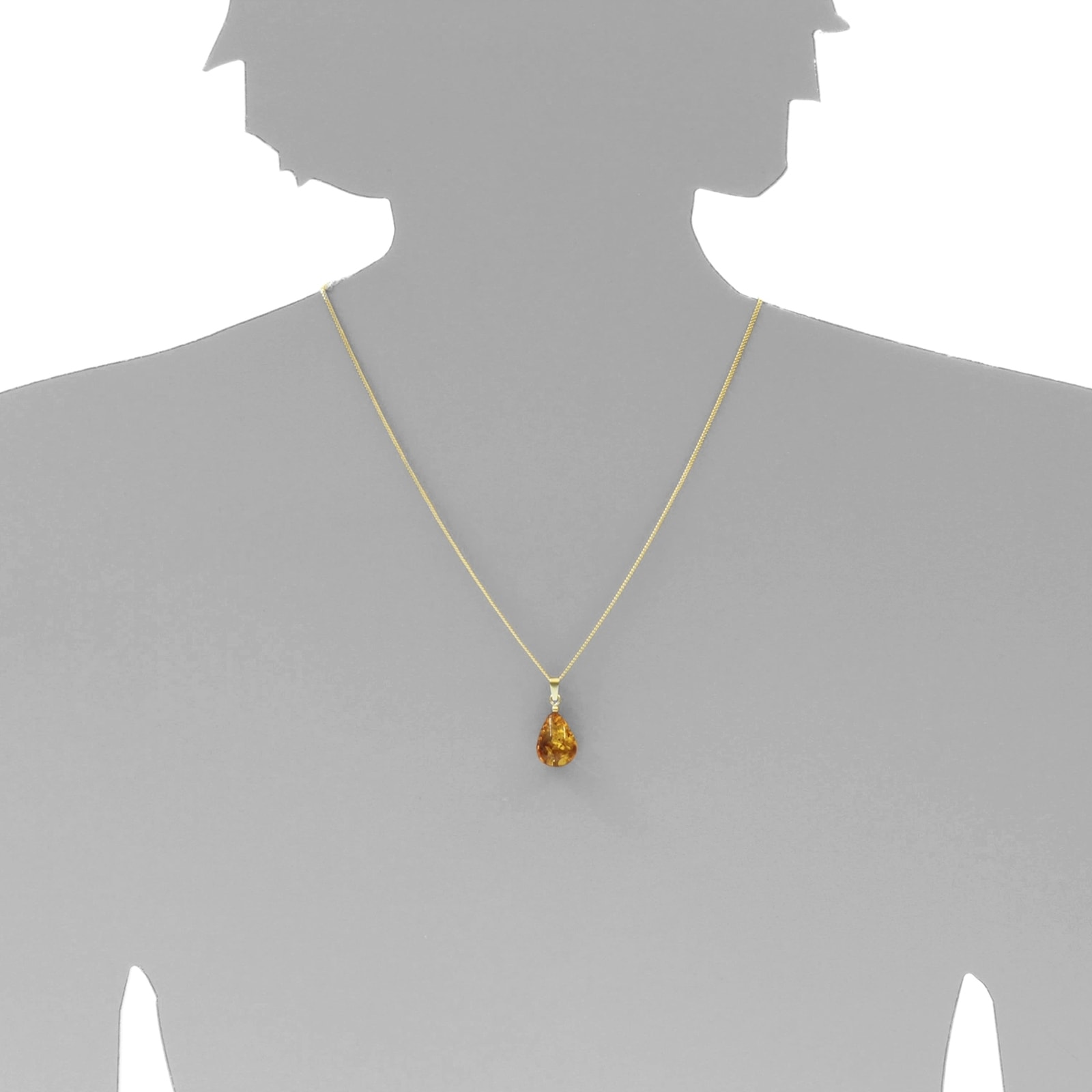 OSTSEE-SCHMUCK Kette und Anhänger Set »- Tropfen ca. 17 mm lang - Gold 333/000 - Bernstein«