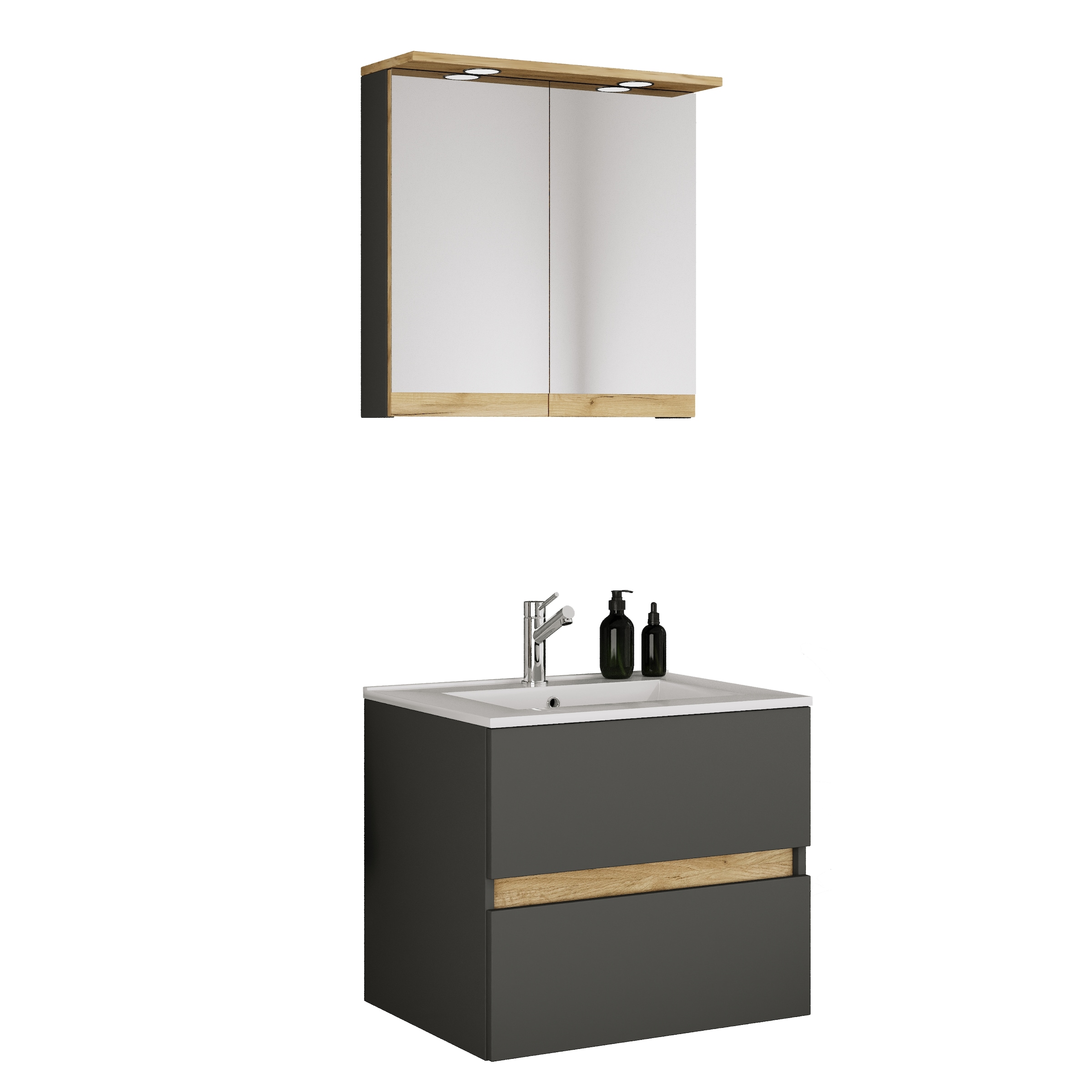 VCM Waschtisch »3 tlg. Badmöbel-Set mit Waschbecken Cosila-I 61 cm« 3 Stk. tlg.