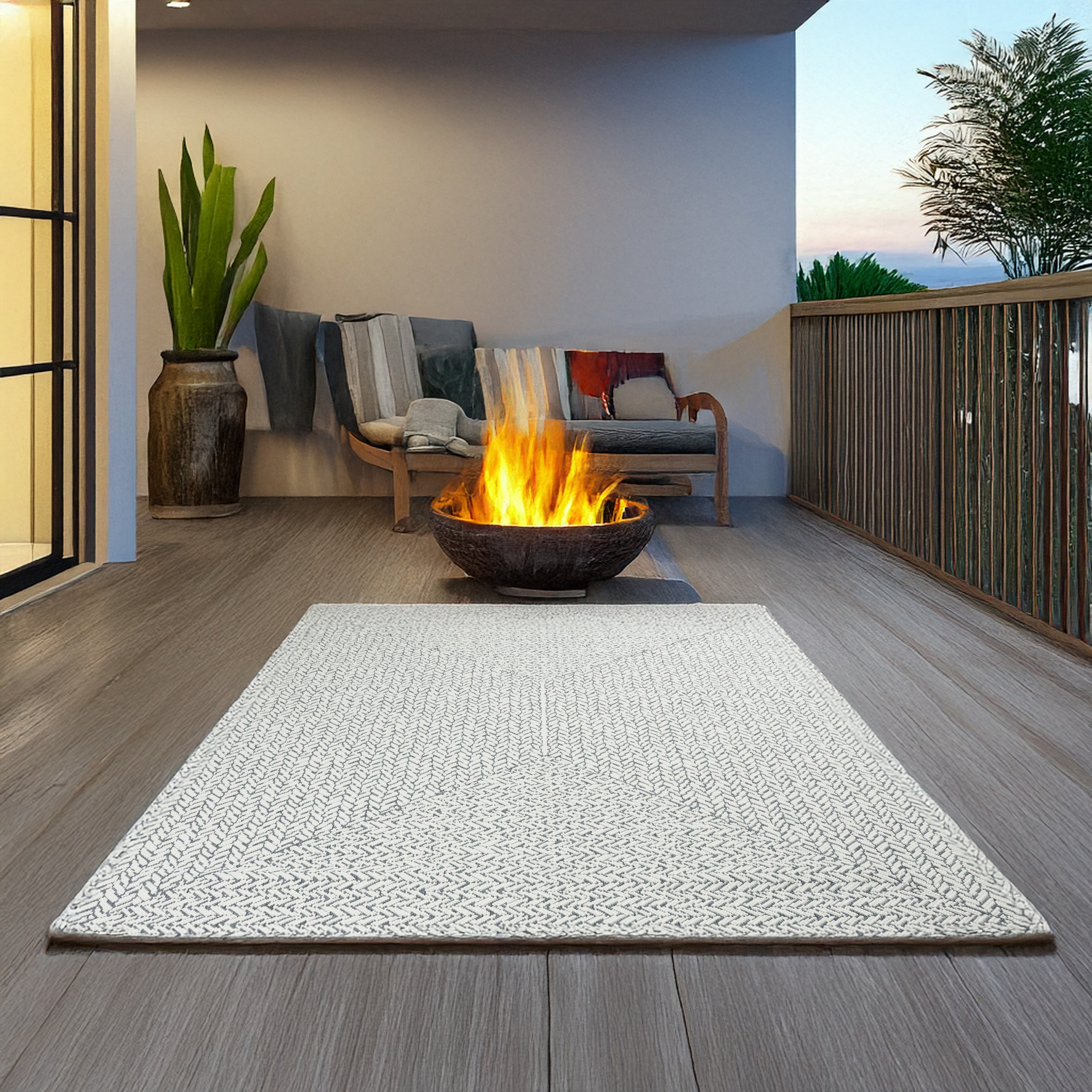 OTTO home Teppich »Matts in Strick-Optik auch für Balkon und Terrasse«, rechteckig, 5 mm Höhe, In- und Outdoor geeignet, Wetterfest & UV-beständig