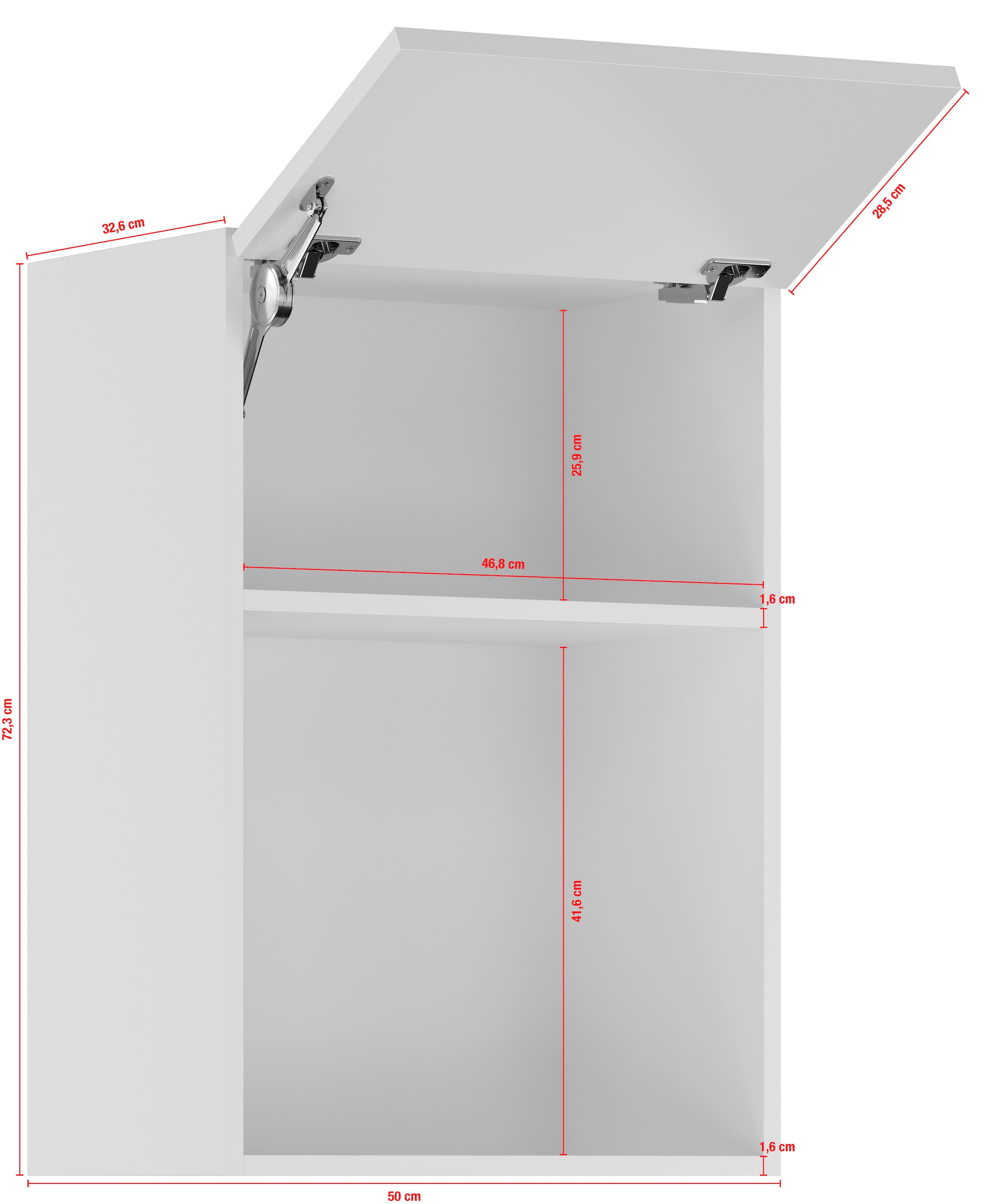 IMPULS KÜCHEN Klapphängeschrank »"Prag und Valencia", Breite/Höhe: 50/72,3 cm«, vormontiert, mit Soft-Close, mit Klapptür und offener Nische