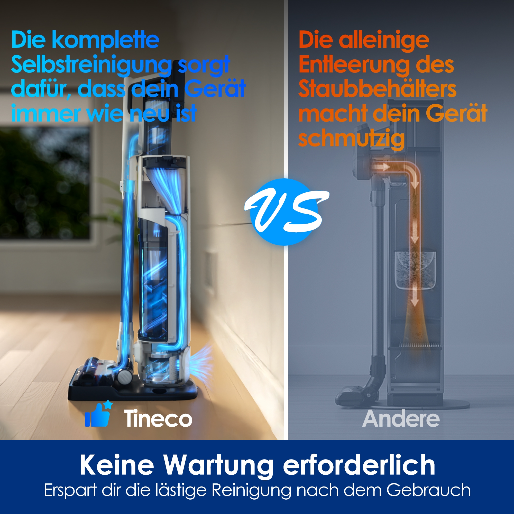 Tineco Akku-Stielstaubsauger »Pure One Station 5, 2x6-fach Filter für Allergiker und Tierhaushalte« Automatik Modus, Zyklonfilter, bis zu 70 Min Laufzeit, Akku wechselbar