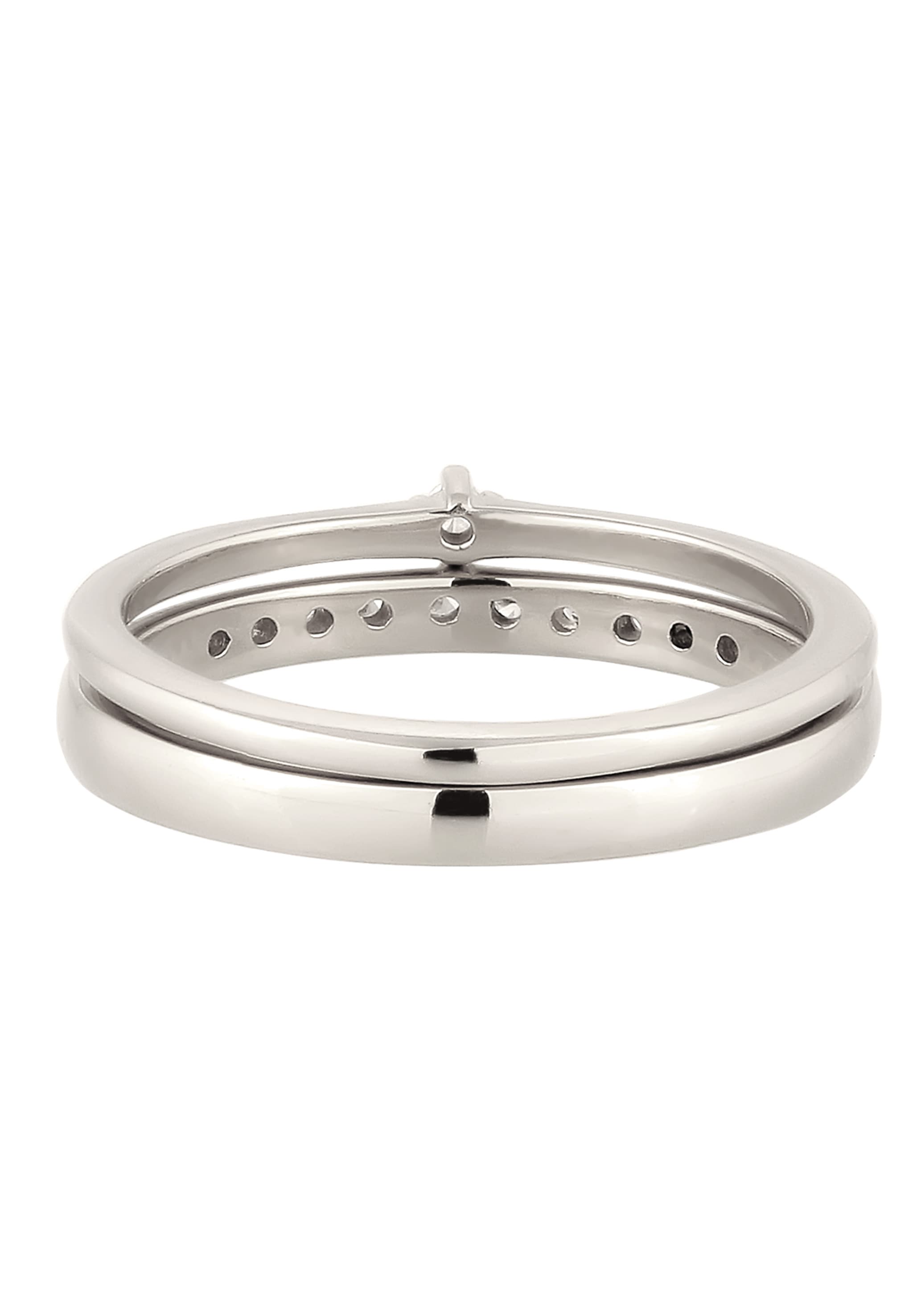 Elli DIAMONDS Ring-Set »Ring Laborgezüchteten Diamant Weiß (0.015 ct) 2er Set 925 Sterling Silber«