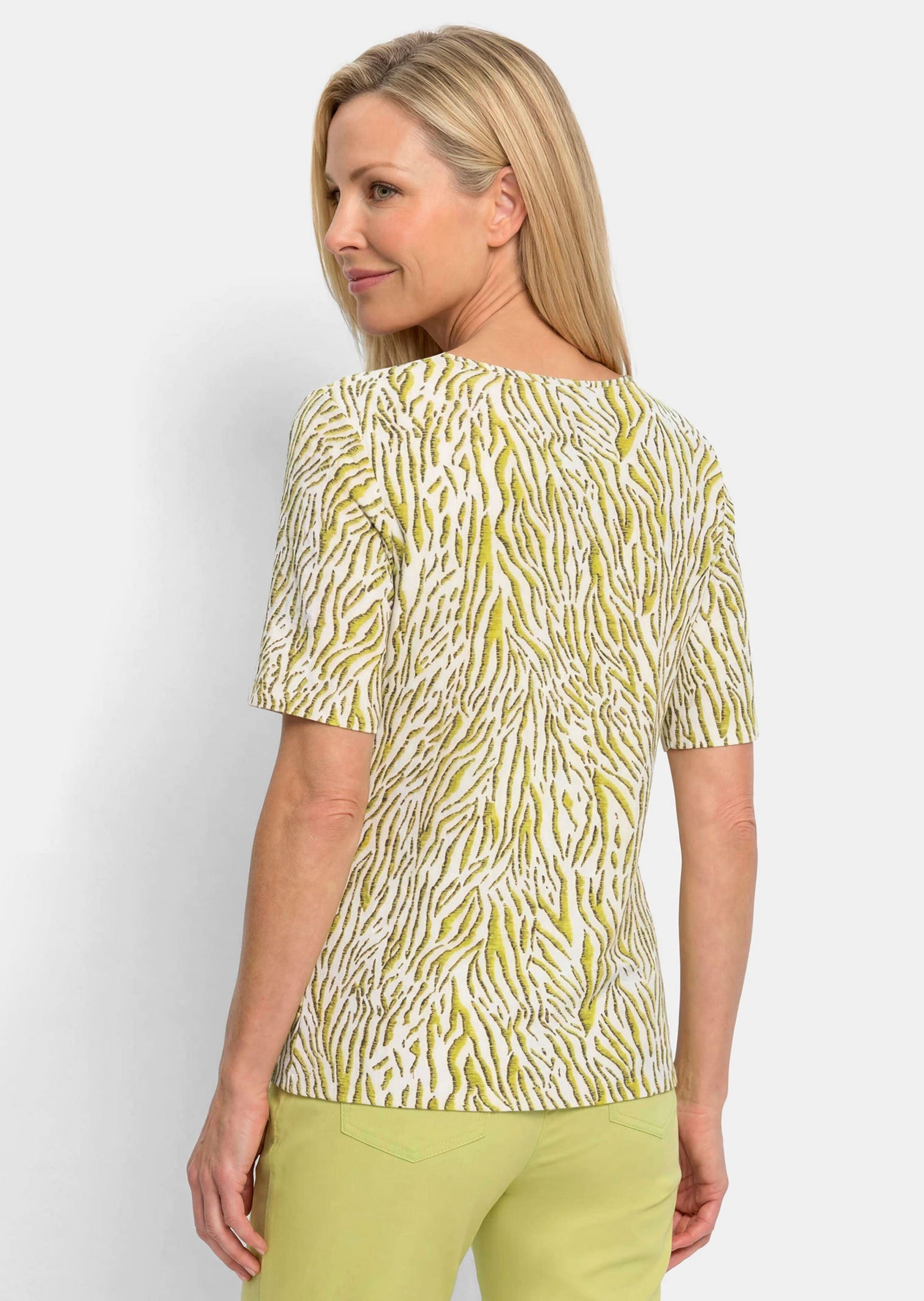GOLDNER Kurzarmshirt »Viskoseshirt mit Zebramuster« stretchbequemer Viskosejersey