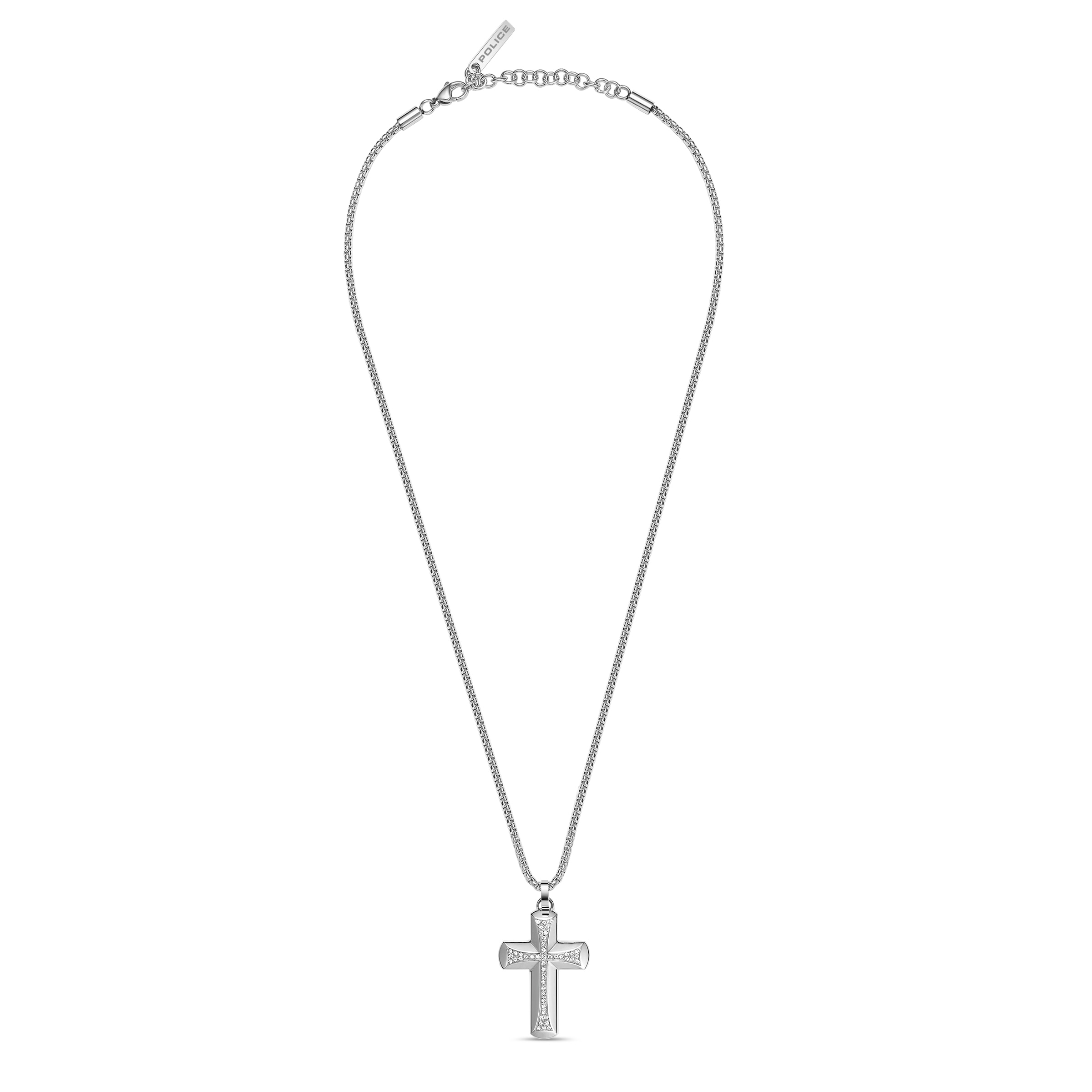 Police Kette mit Anhänger »Crossroads Kreuz« mit Kristallstein (synth.)