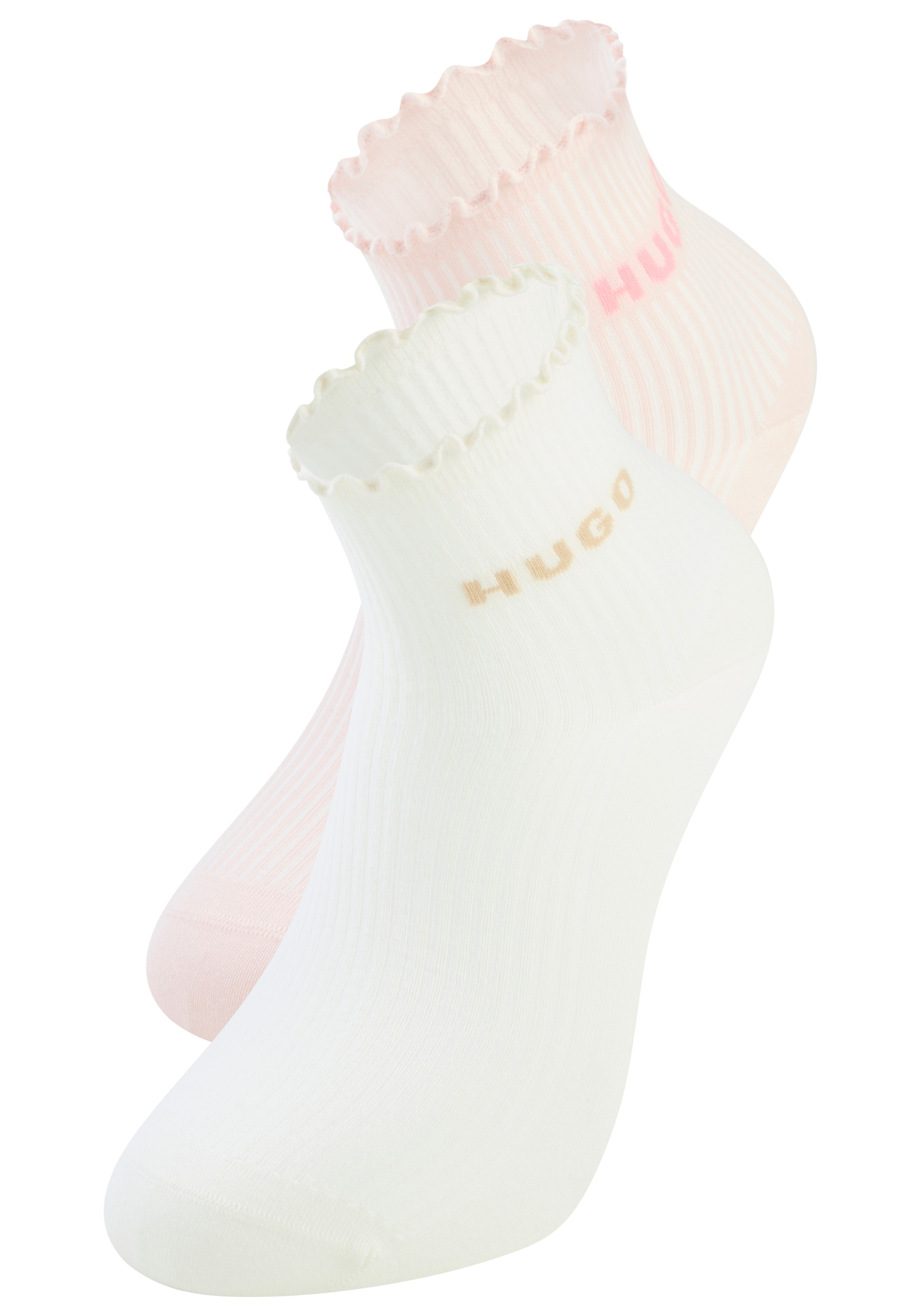 HUGO Underwear Kurzsocken mit gewellter Kante, Rippstruktur