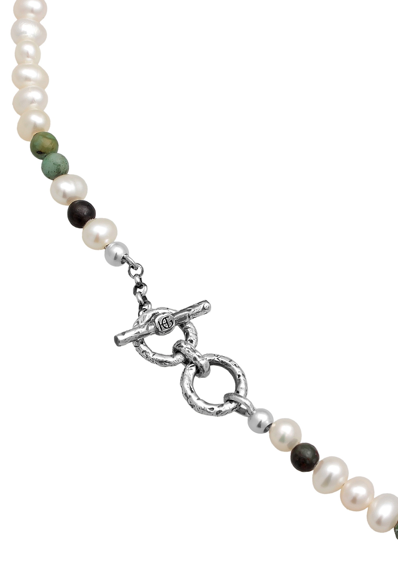 HAZE & GLORY Silberkette »Halskette Süßwasserperlen Afrikanischer Türkis T-Bar 925 Silber«