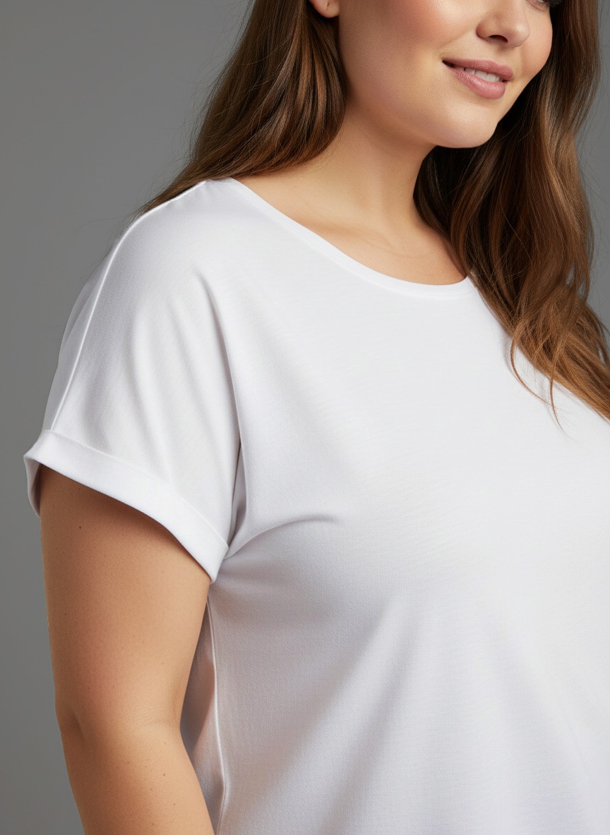 Laura Scott CURVE T-Shirt 2 Stk. im 2er Pack mit modischem Ärmelaufschlag - GROSSE GRÖSSEN