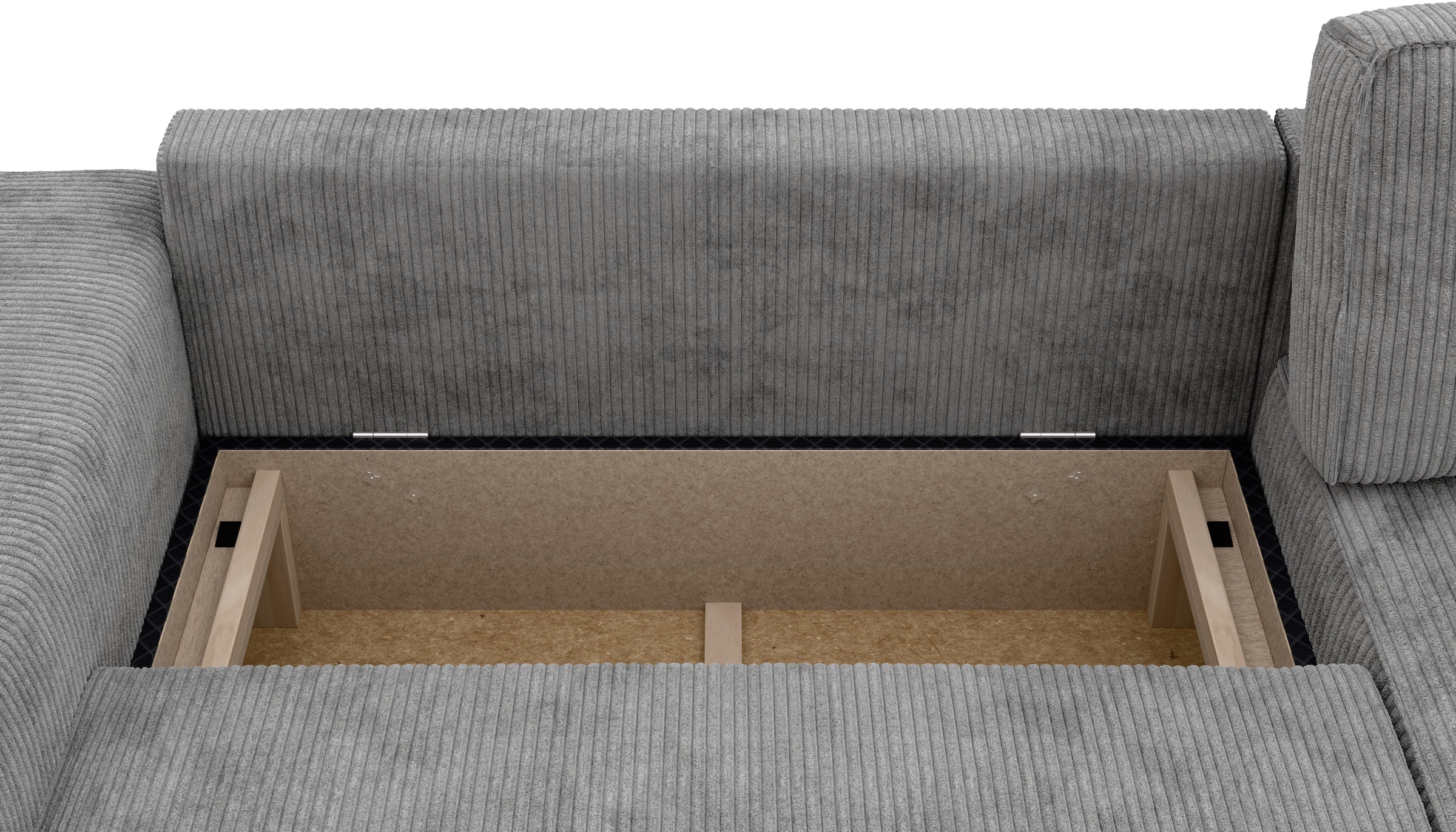 INOSIGN Ecksofa »Chance, Recamiere beidseitig montierbar, Schlaffunktion, Breite 265 cm«, in Cordstoff HYPER, mit Schlaffunktion und Bettkasten