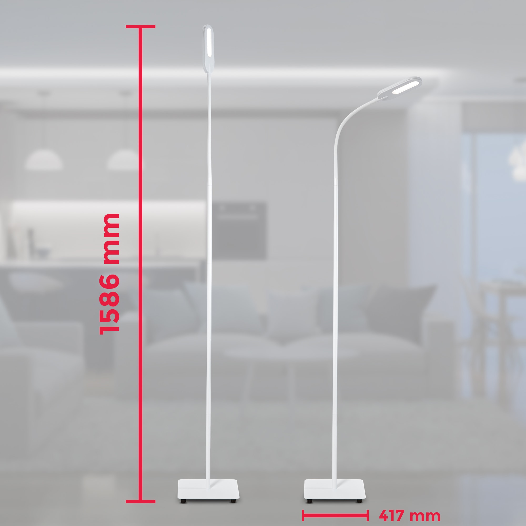 B.K.Licht LED inkl. schwenkbar Memory XXL 600lm online Jahren & flammig-flammig, Stehleuchte Stehlampe, weiß 3 LED kaufen 8W mit | dimmbar Touch Garantie 1