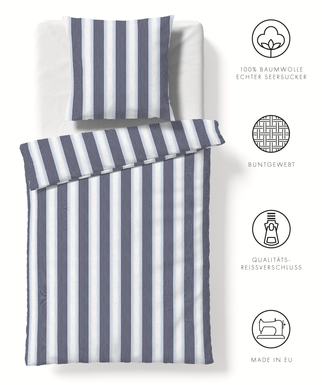fleuresse Bettwäsche »Rio«, Seersucker 100% Baumwolle, bügelfrei, atmungsaktiv, OEKO-TEX®