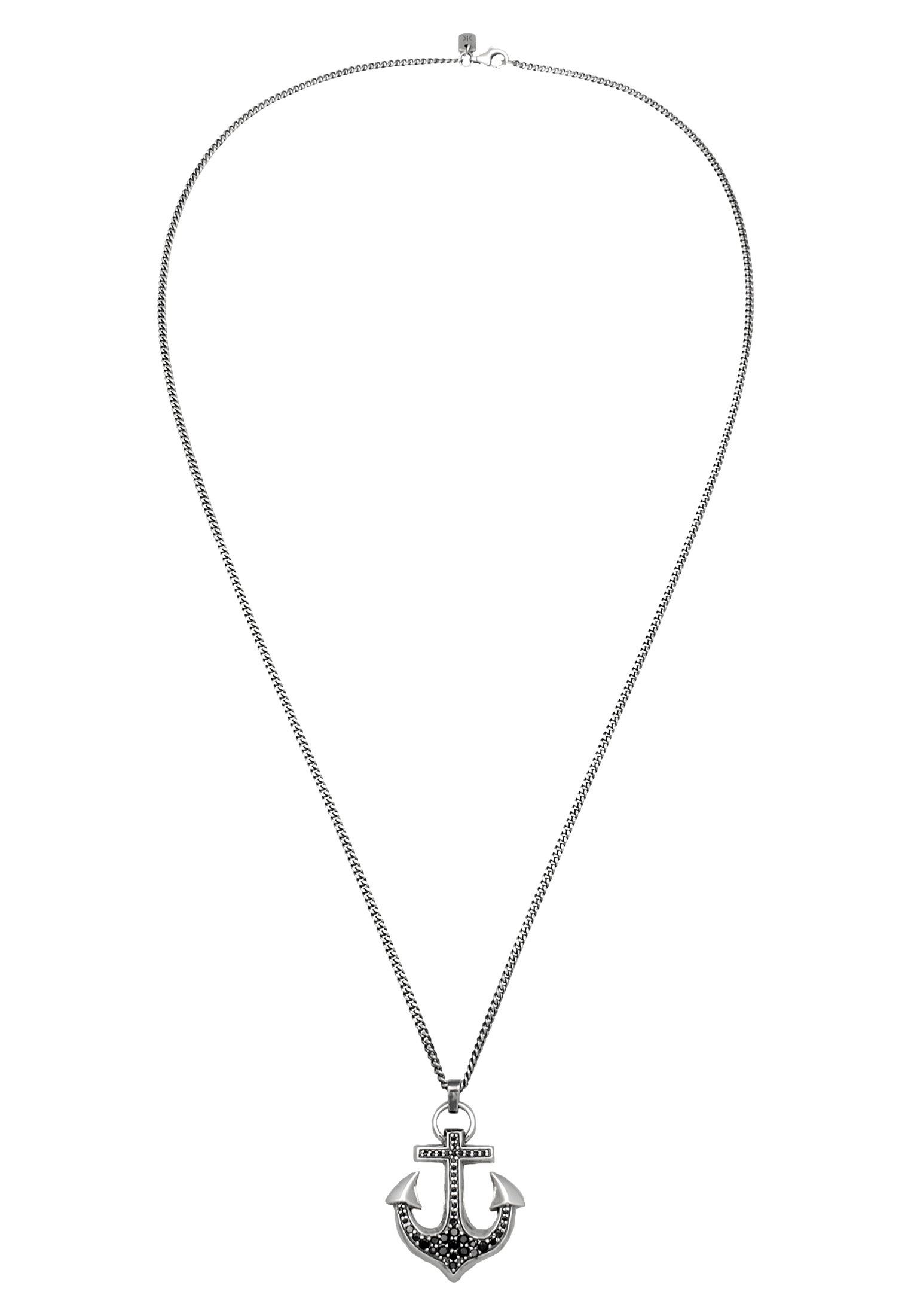 Kuzzoi Lange Kette »Halskette Anker Zirkonia Weiß 925 Sterling Silber«