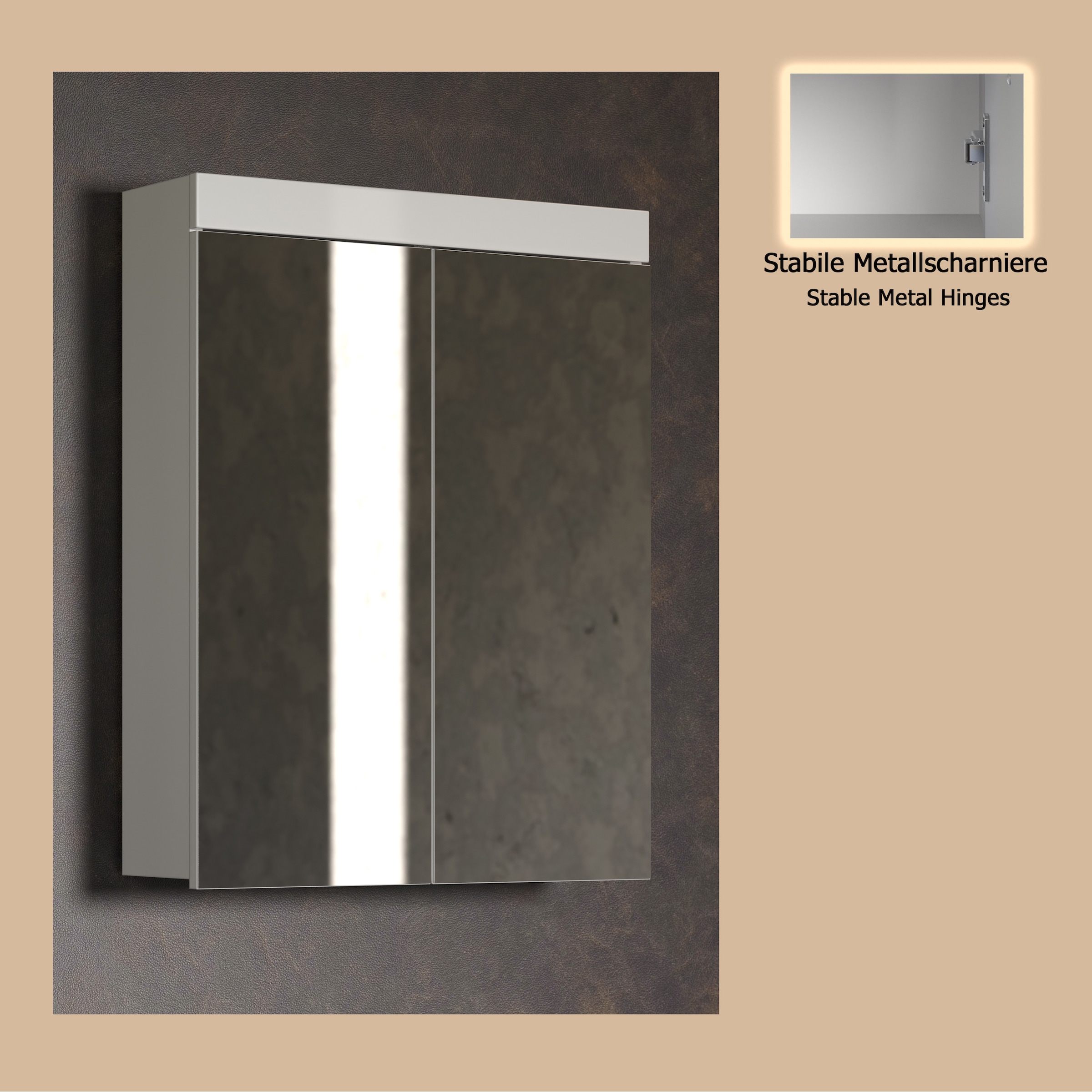 welltime Spiegelschrank »Avena« Badezimmerschrank wahlweise mit Aufsatzleuchte - (B/T/H) 60/17/77 cm