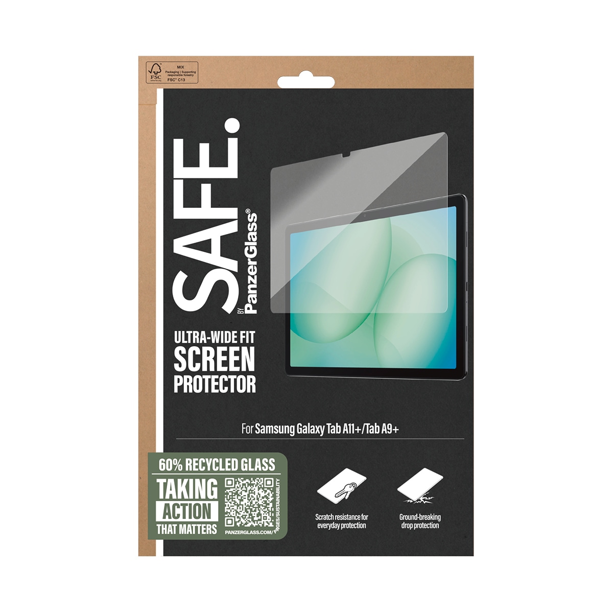 SAFE by PanzerGlass Displayschutzglas »Ultra-Wide Fit Screen Protector« für Samsung Galaxy Tab A11+;Samsung Galaxy Tab A9+ Displayschutzfolie, Schutzfolie, Bildschirmschutz, kratz- & stoßfest