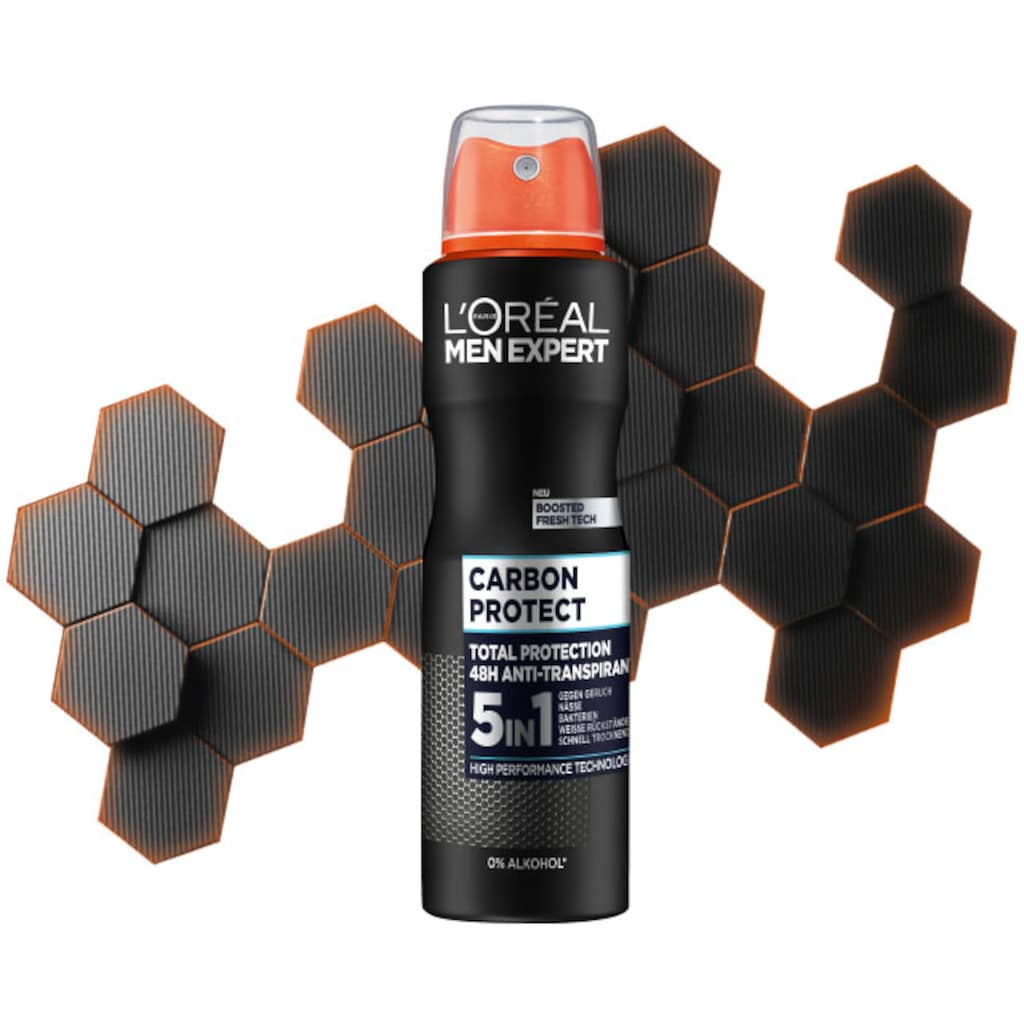 L'ORÉAL PARIS MEN EXPERT Deo-Spray »Deo Spray Carbon Protect 5-in-1«, (Packung, 6 tlg.)
