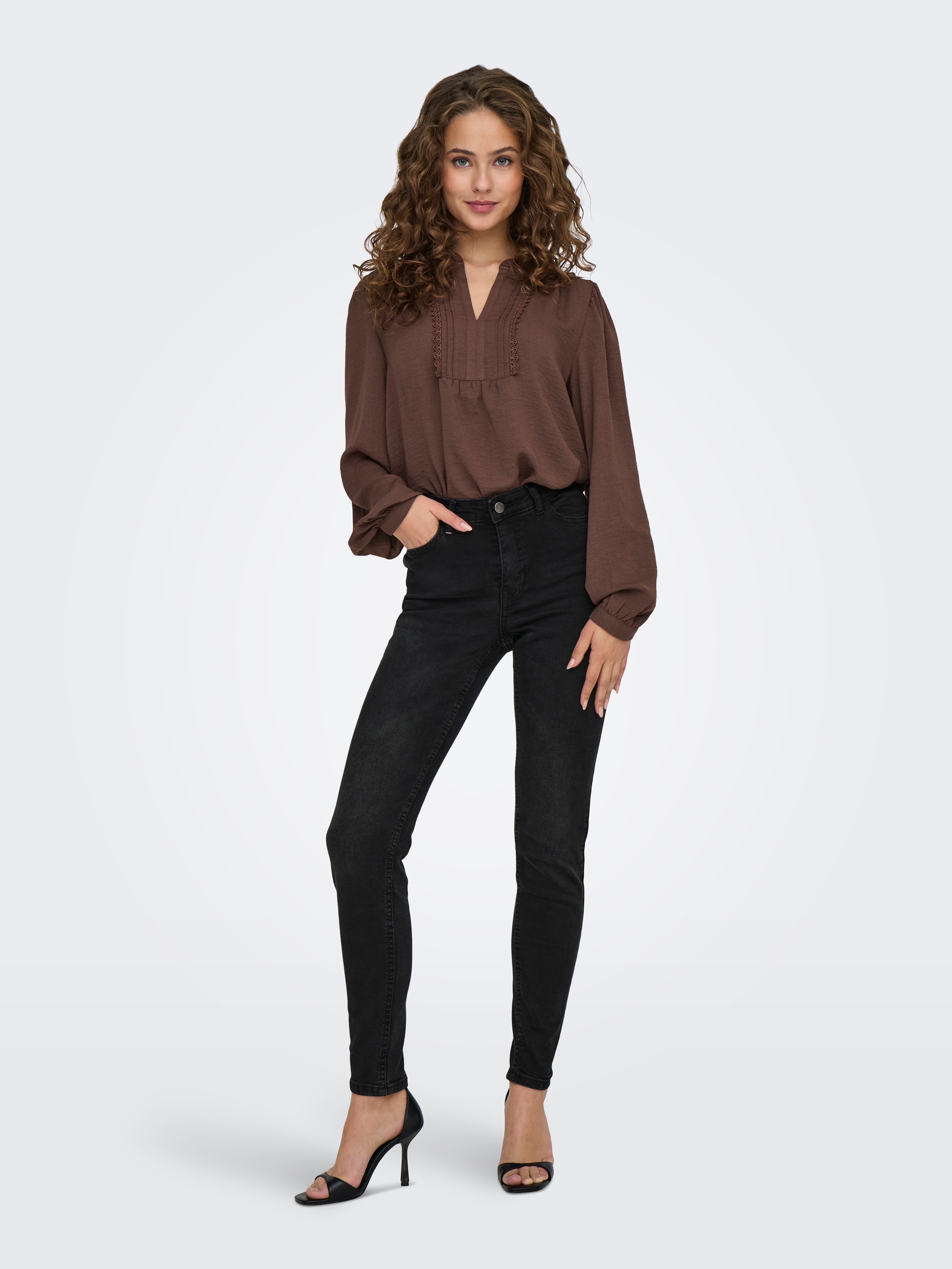 JDY Skinny-fit-Jeans »JDYFINA MW SKINNY ANKLE JNS BLK DNM NOOS«