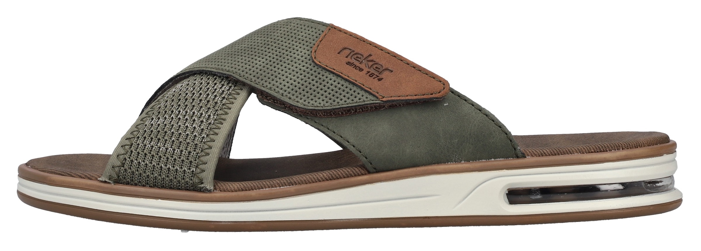 Rieker Pantolette  , Sommerschuh, Strandschuh, Schlappen, Hausschuh mit Klettverschluss