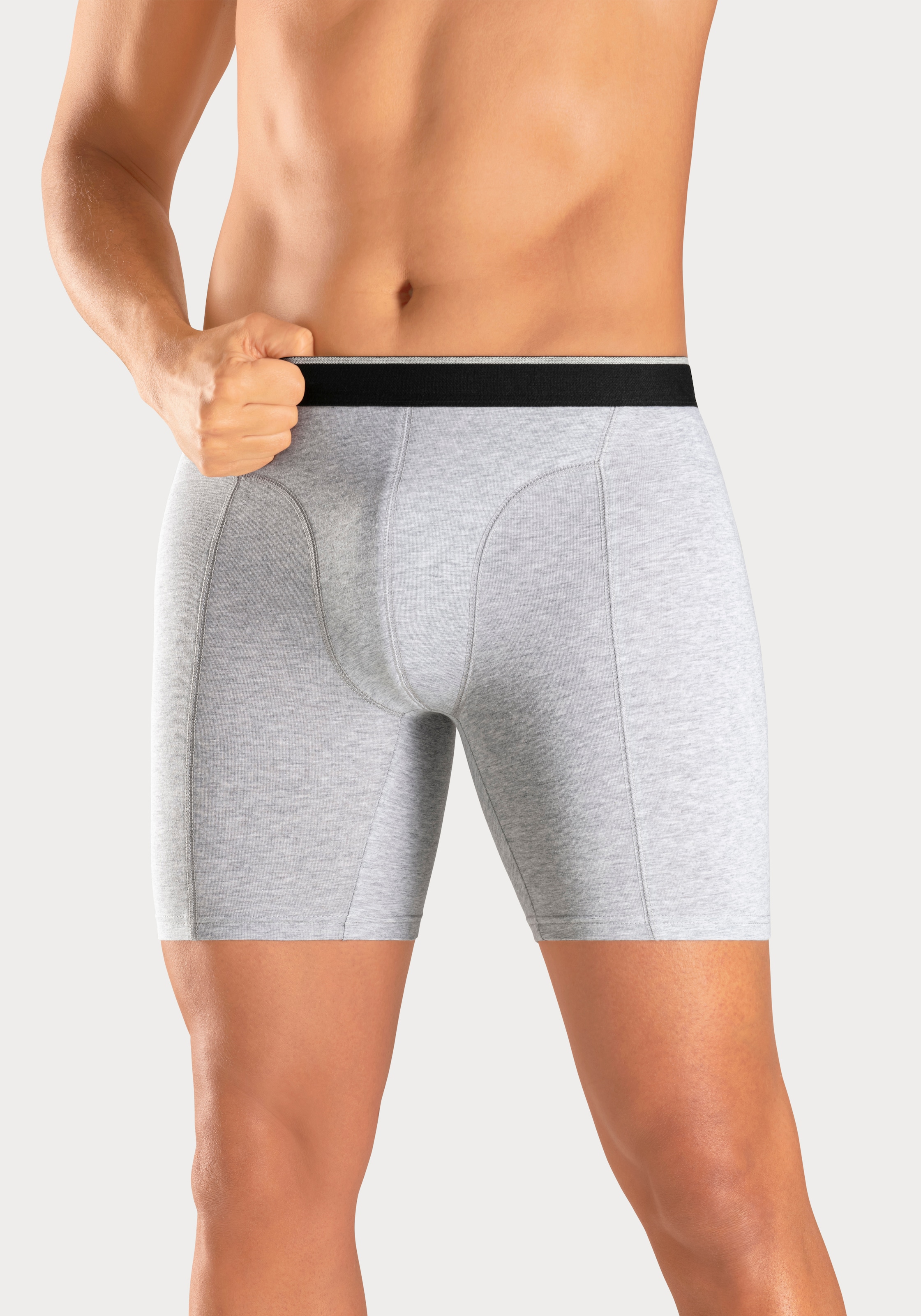 AUTHENTIC LE JOGGER Langer Boxer, (Packung, 5 St.), mit zweifarbigem Webbund und längerem Bein