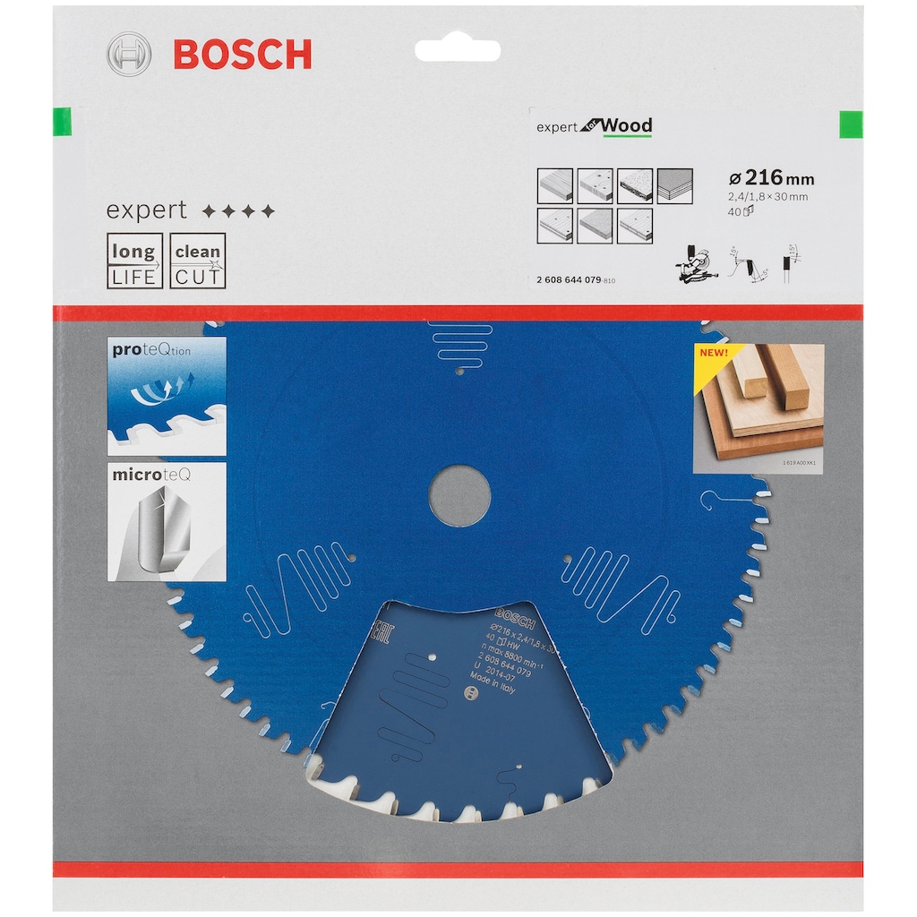 Bosch Professional Kreissägeblatt »Kreissägeblatt Expert for Wood«, 216 x 30 x 2,4 mm, 40