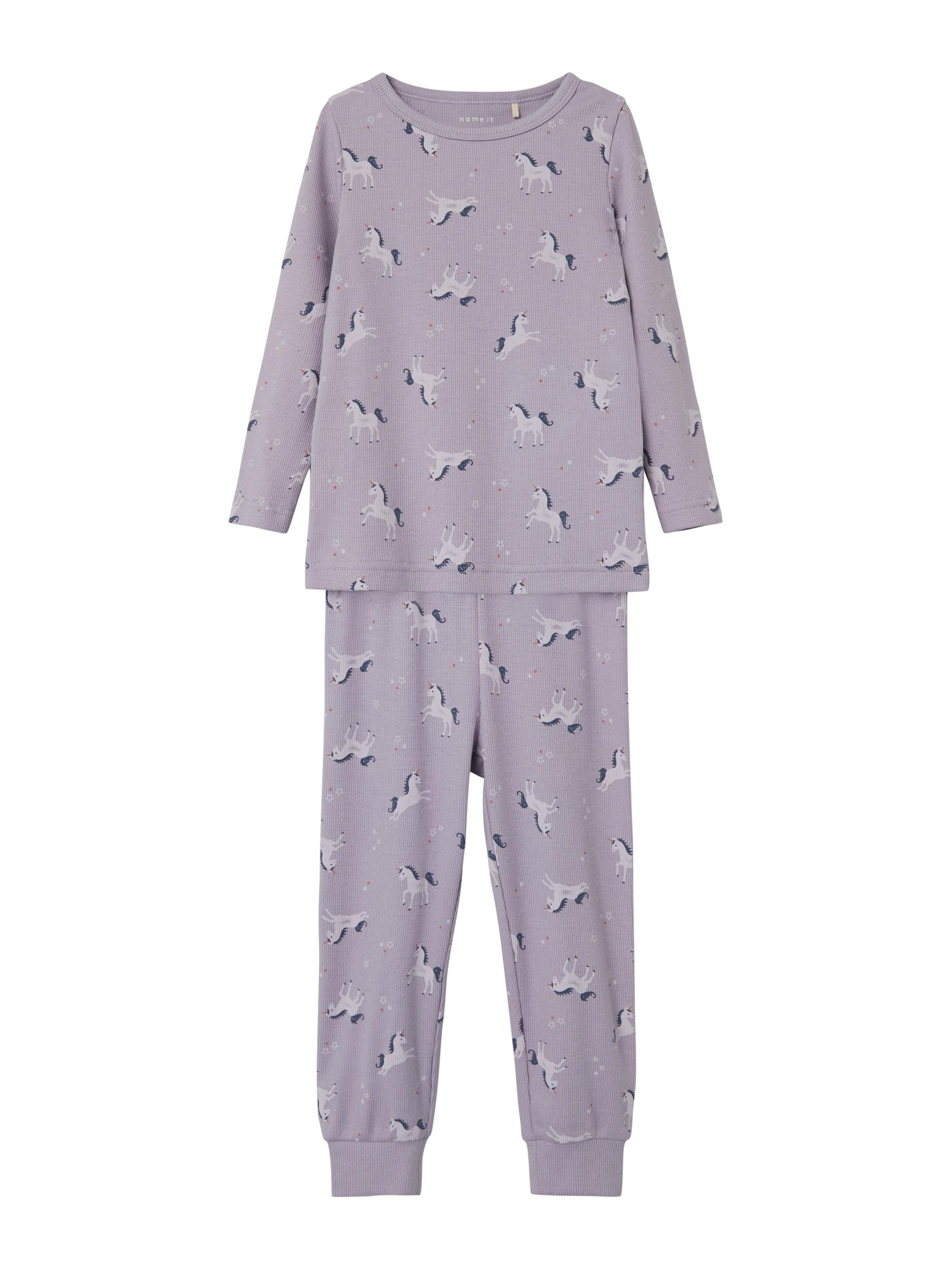 Name It Schlafanzug »NMFNIGHTSET LAVENDER UNICORN RIB NOOS«, (Set, 2 tlg.)