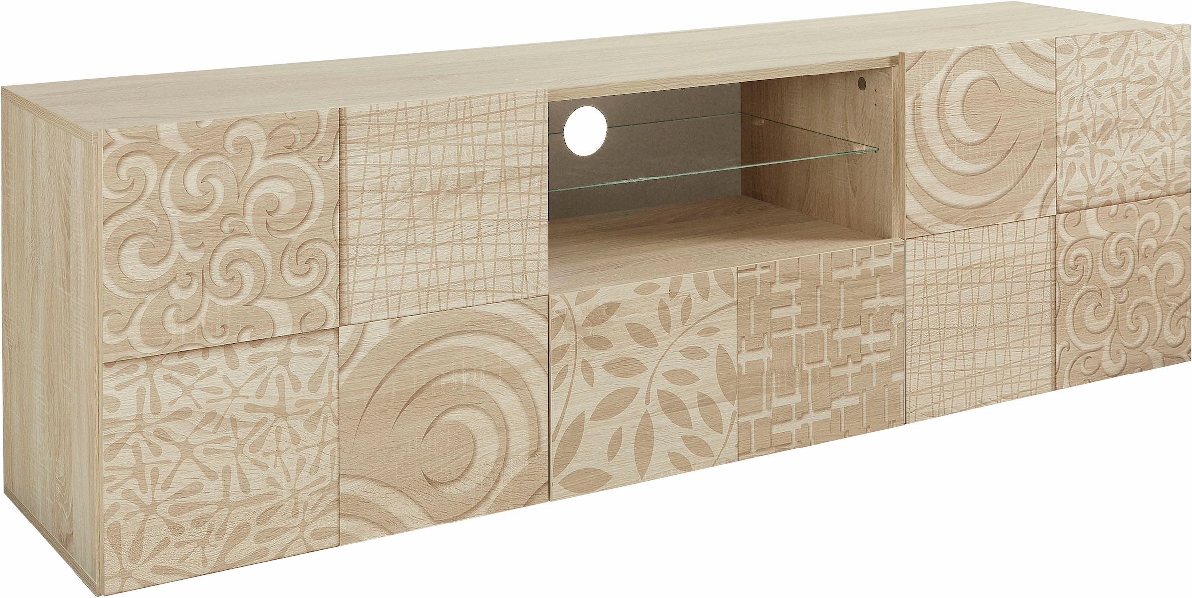 Home affaire Lowboard »Miro« Breite 181 cm mit dekorativem Siebdruck