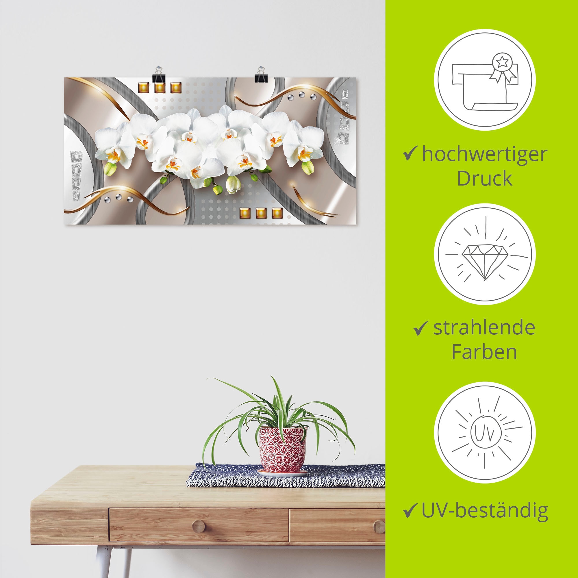 Artland Wandbild »Orchideen mit Elementen« Blumen 1 Stk. tlg. als Leinwandbild, Poster in verschied. Größen