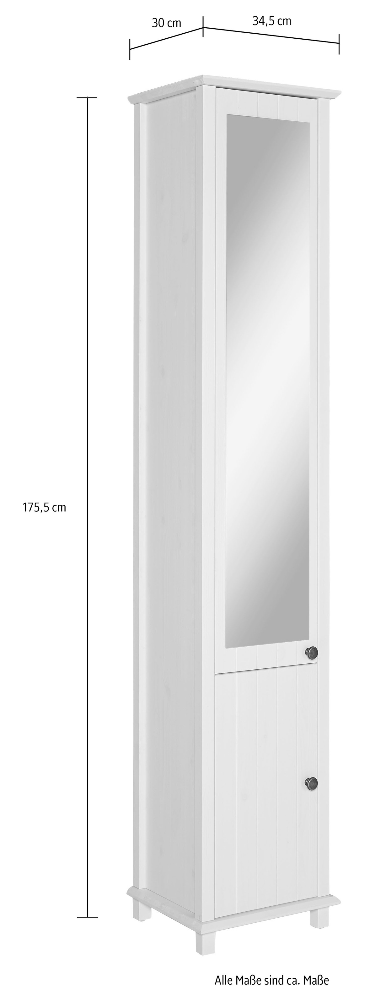 Home affaire Hochschrank »Vili« Aus massiver Kiefer, FSC®, Tür mit Spiegel