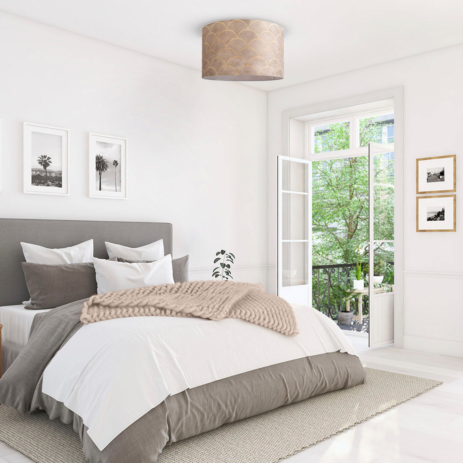 Paco Home Deckenleuchte »Hugo Pillar« E27 Stoffdeckenleuchte Rund Wohnzimmer Schirmlampe Decke Vintage Modern