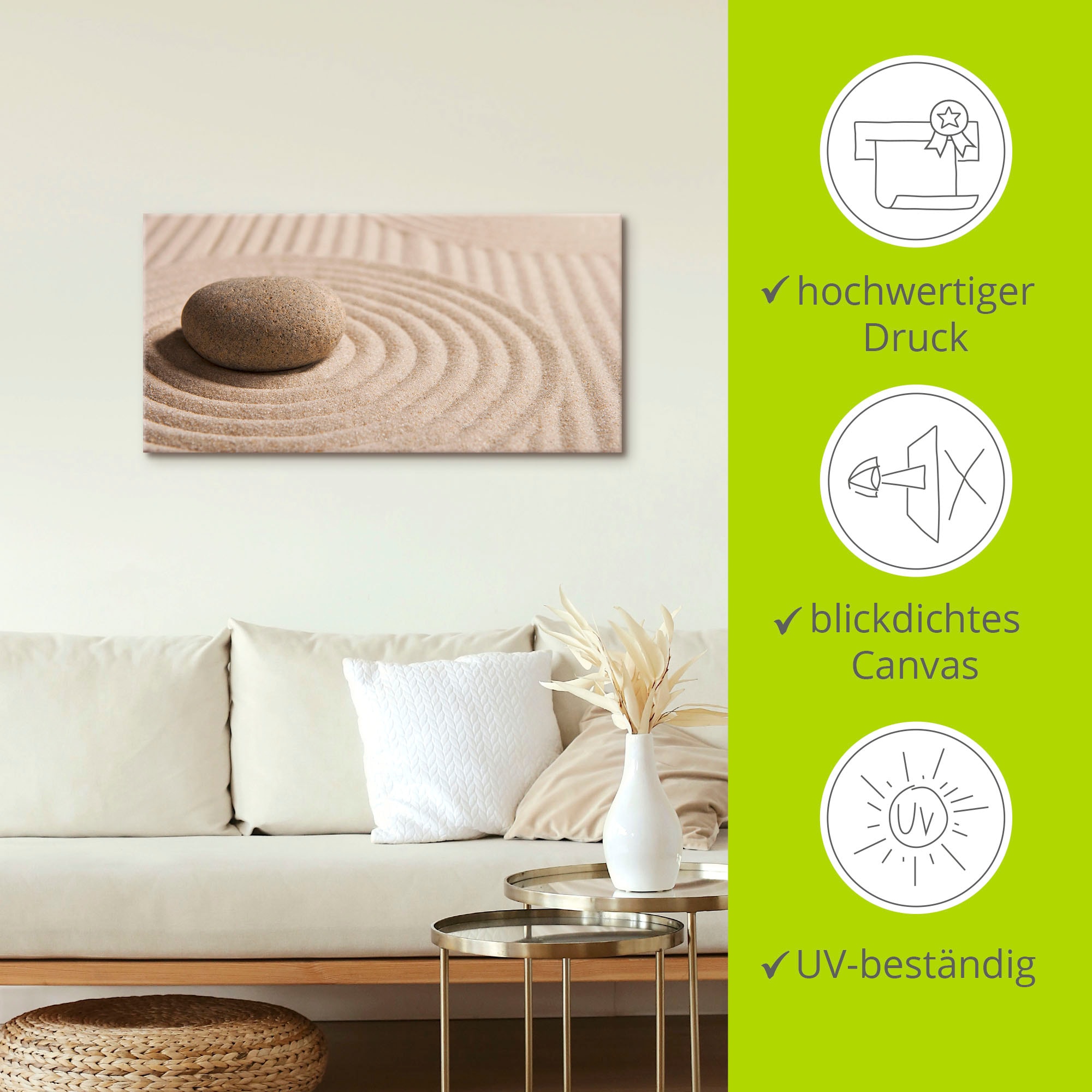 Artland Wandbild »Mini Zen Garten - Sand«, Zen, (1 St.), als Leinwandbild, Poster, Wandaufkleber in verschied. Größen