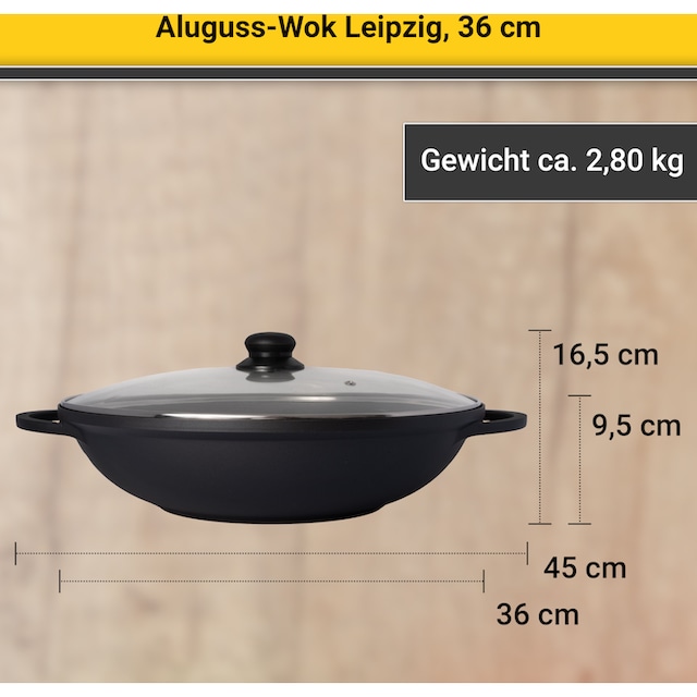 Krüger Wok, Aluminiumguss, (1 tlg.), Ø 36 cm mit 3 Jahren XXL Garantie