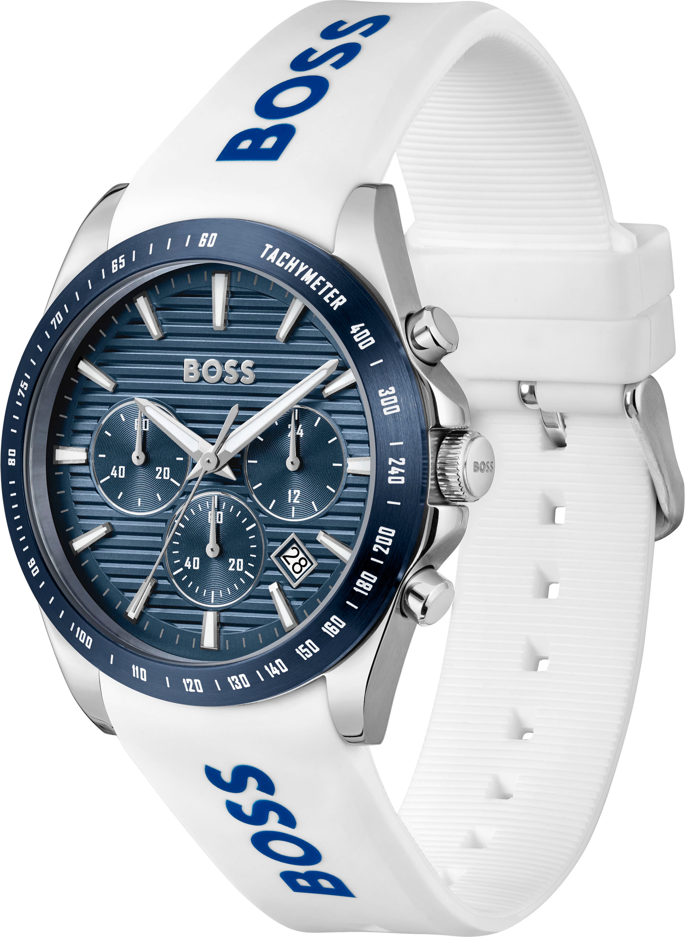 BOSS Chronograph »STRIKE CHRONO«, Quarzuhr, Armbanduhr, Herrenuhr, Silikonarmband, analog, Tag
