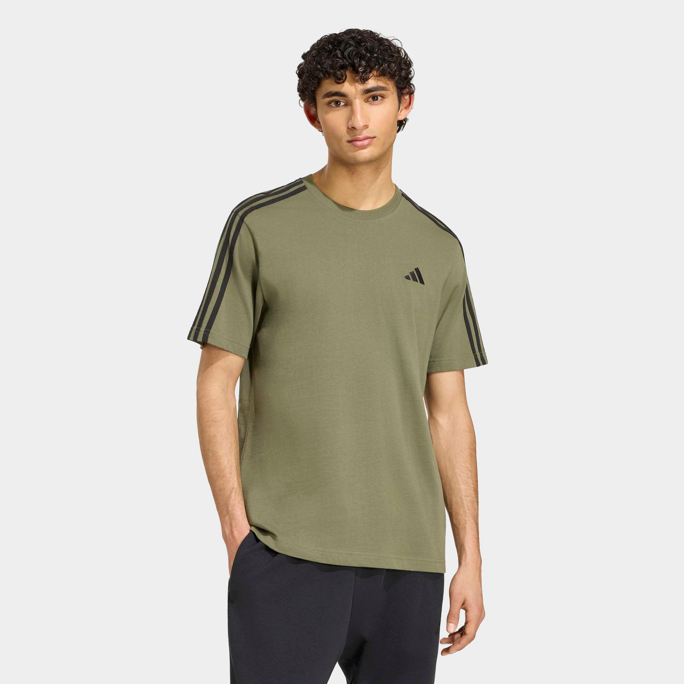 adidas Sportswear T-Shirt »ESSENTIALS 3-STREIFEN, SINGLE JERSEY, BRANDING LINKE SCHULTER«
