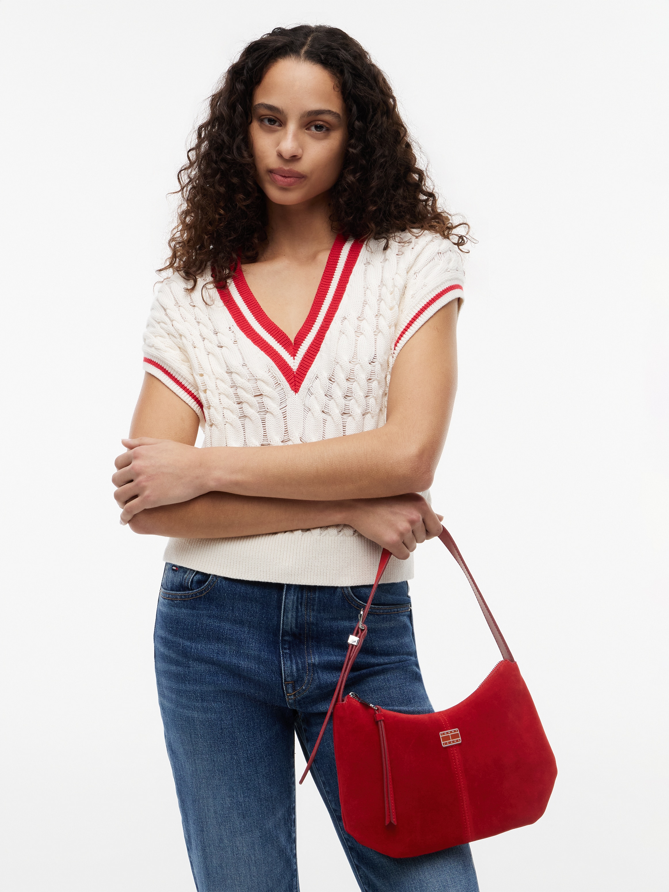 Tommy Jeans Schultertasche »TJW SLOUCHY SUEDE SHOULDER BAG« Tragetasche, Schultertasche, Handtasche mit Ziernaht