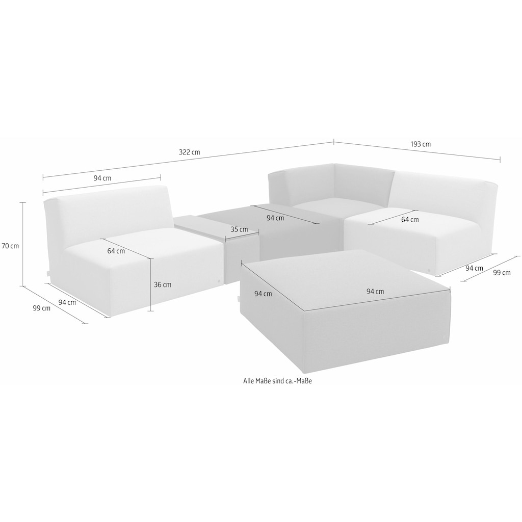 TOM TAILOR HOME Wohnlandschaft »ELEMENTS«, (Set), mit Tischelement, in Grey shadows, bestehend aus 6 Sofaelementen