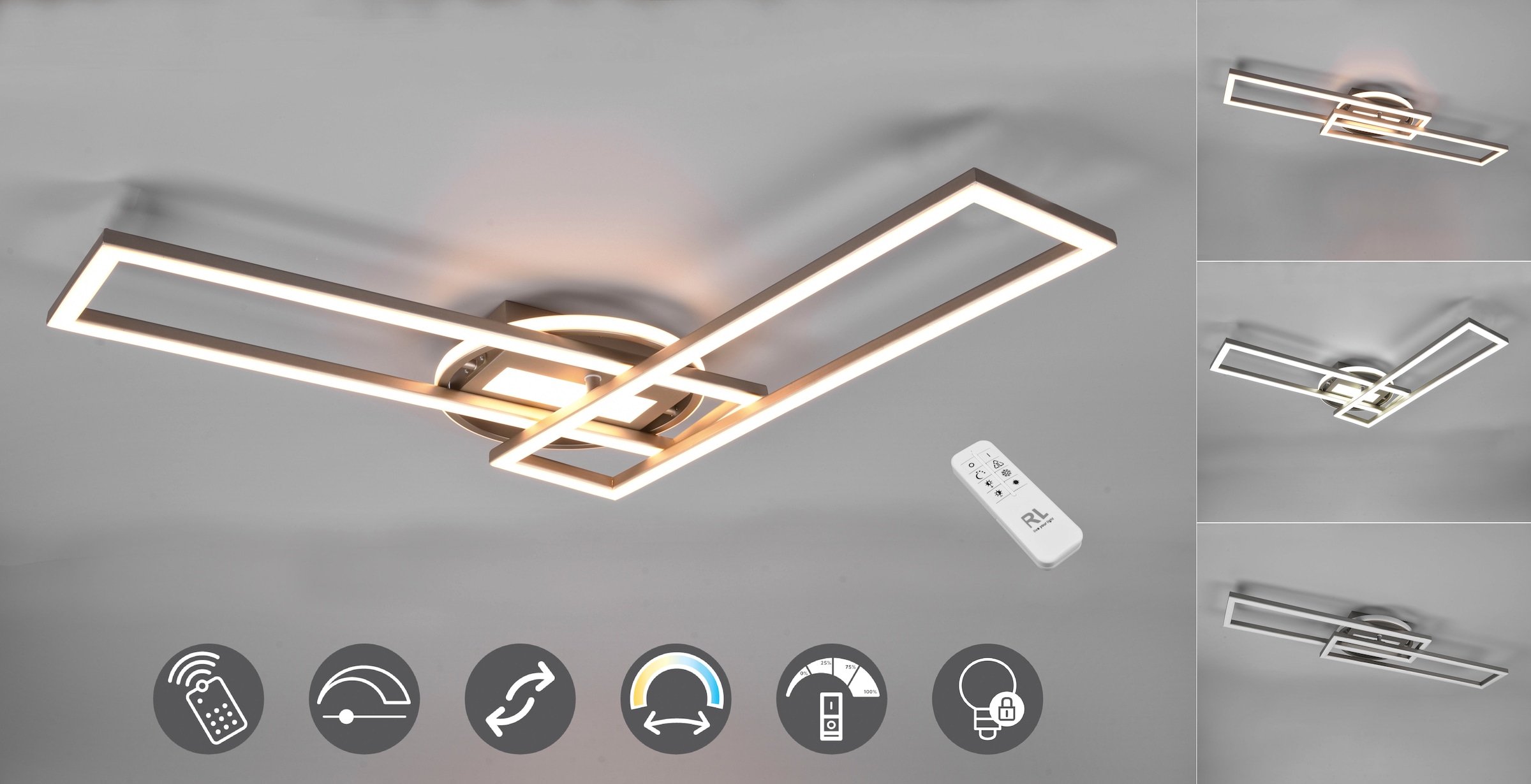 1 4500 Fernbedienung Deckenleuchte TRIO Lumen Deckenlampe | Leuchten einstellbar LED 3 Lichtfarbe »Twister«, Garantie XXL Jahren kaufen Memory mit online flammig-flammig,