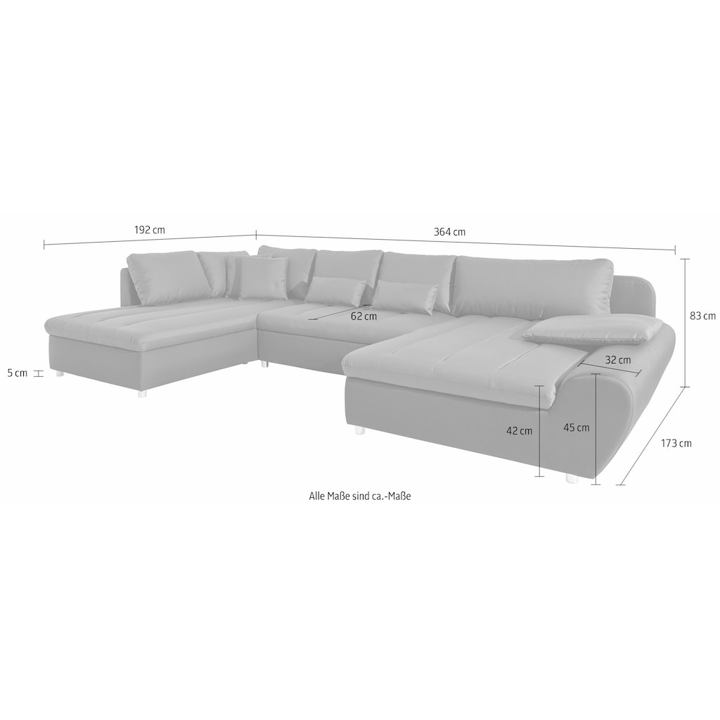 sit&more Wohnlandschaft »Bandos«, in 2 unterschiedlichen Größen, wahlweise mit Bettfunktion + Bettkasten