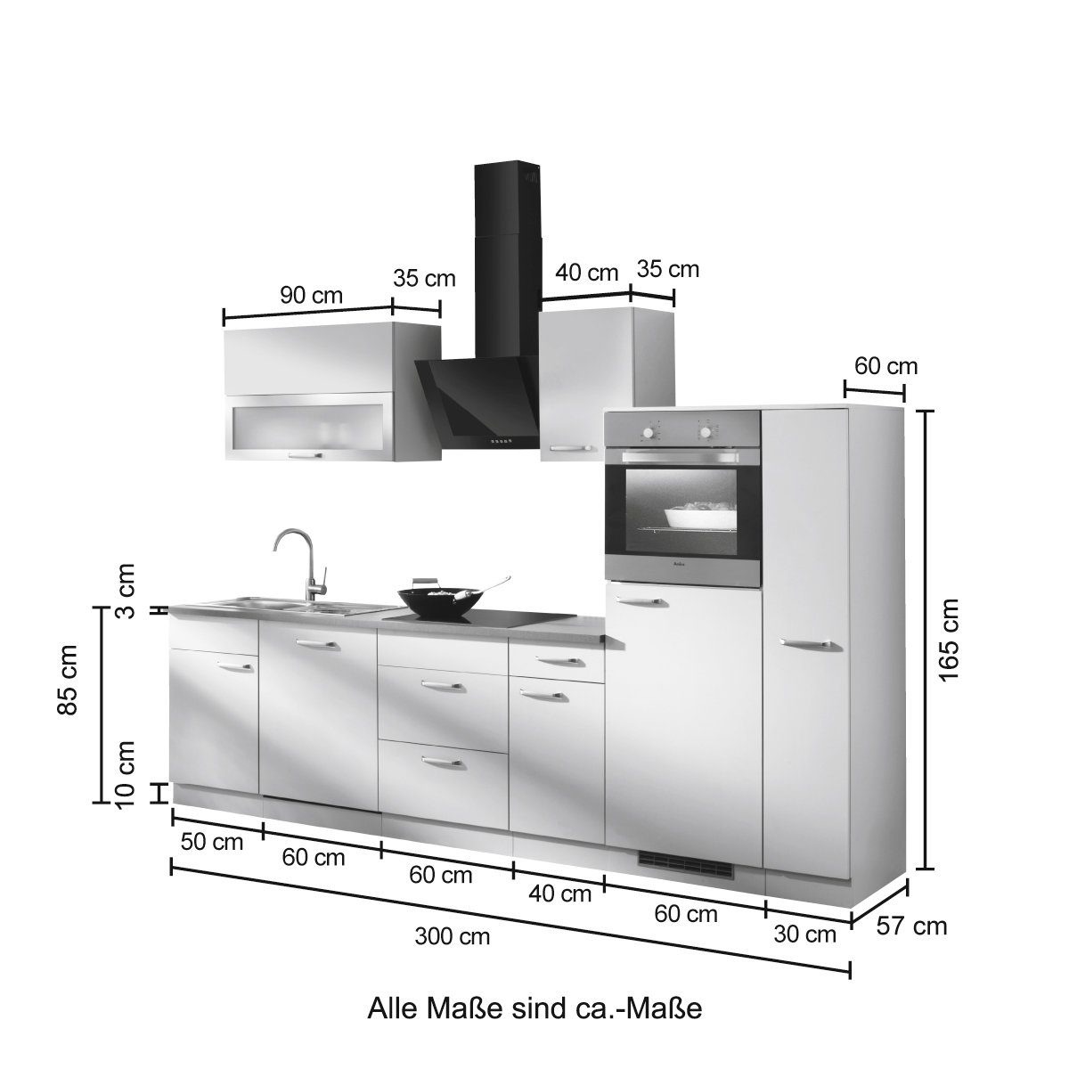 wiho Küchen Küchenzeile »Michigan«, mit E-Geräten, Gesamtbreite 300 cm  bequem bestellen