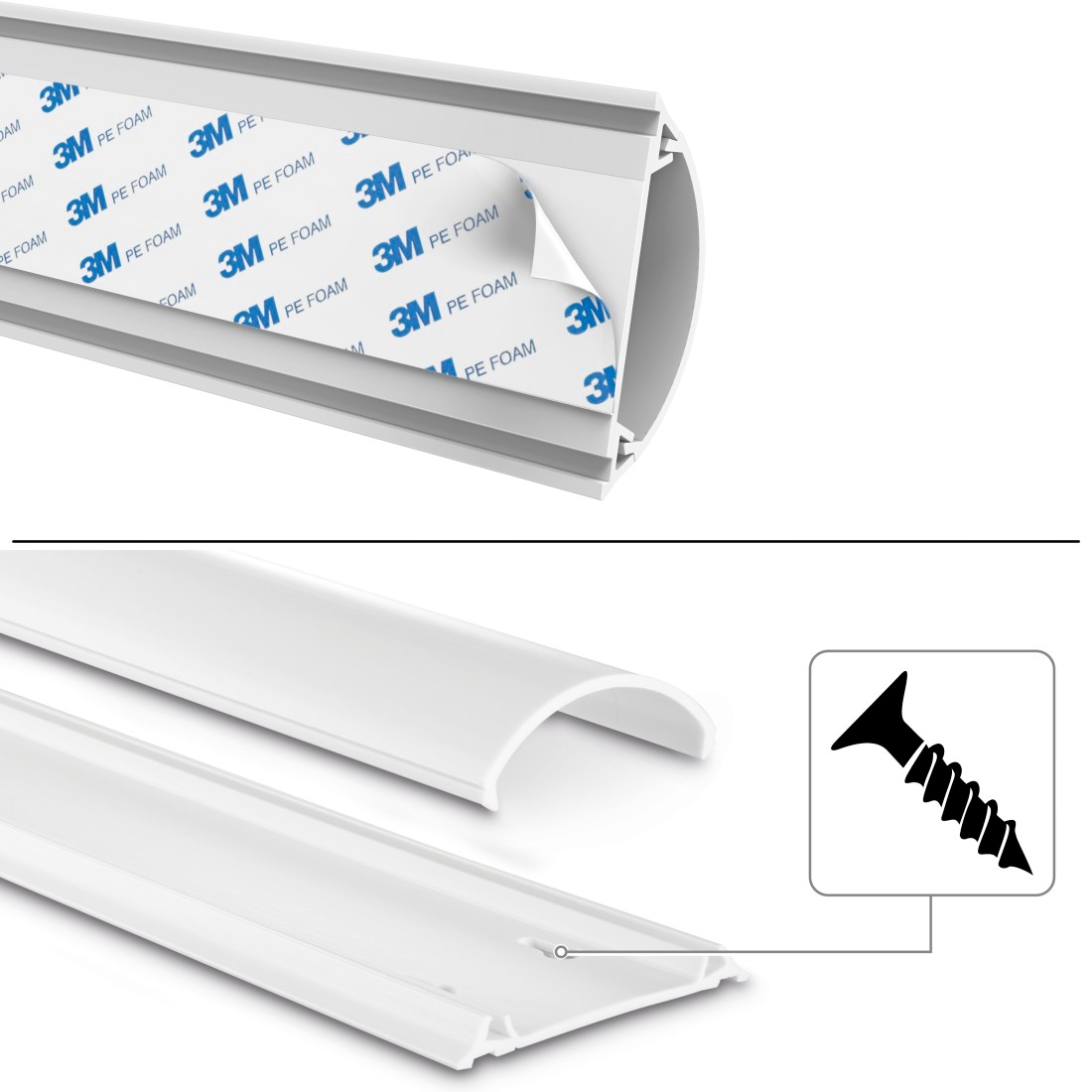 Hama Kabelkanal »Kabelkanal, selbstklebend, halbrund, 100 x 7 x 2,1 cm, PVC,«, langwierig, robust, universell, plastikfrei