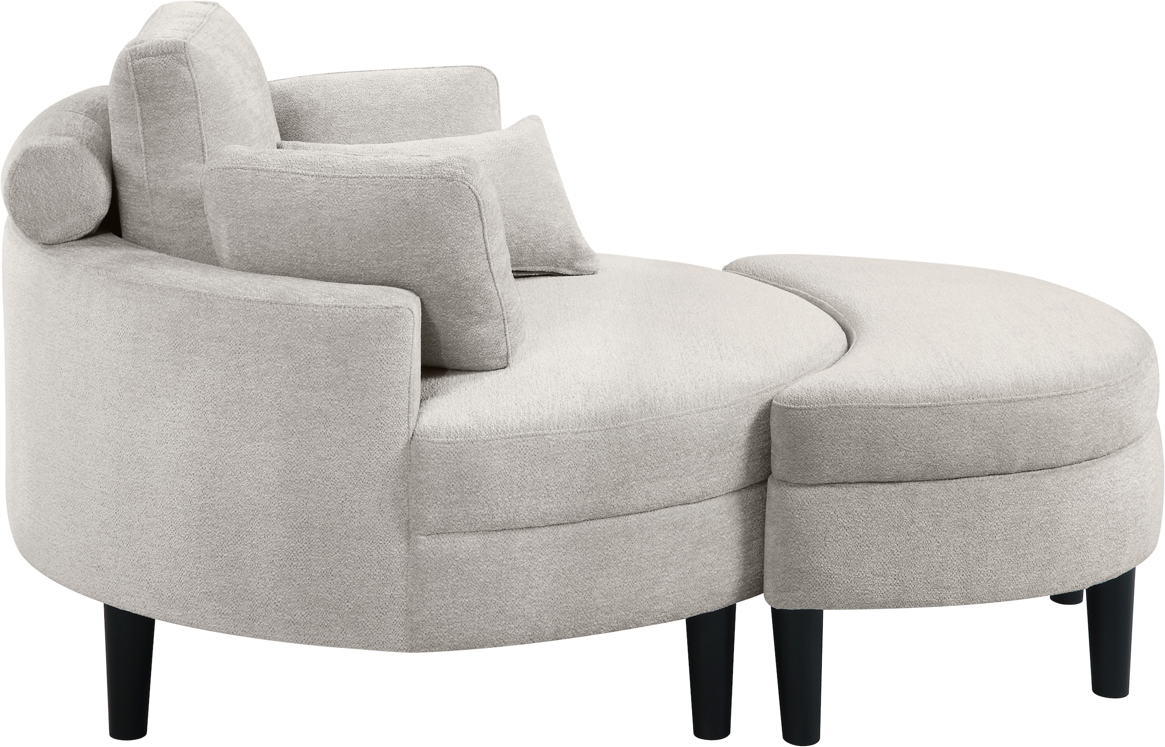 ATLANTIC home collection Loveseat »Ravi, B: 114 cm«, XXL- Sessel, mit Stauraumhocker, Rückenstütze & 4 Zierkissen
