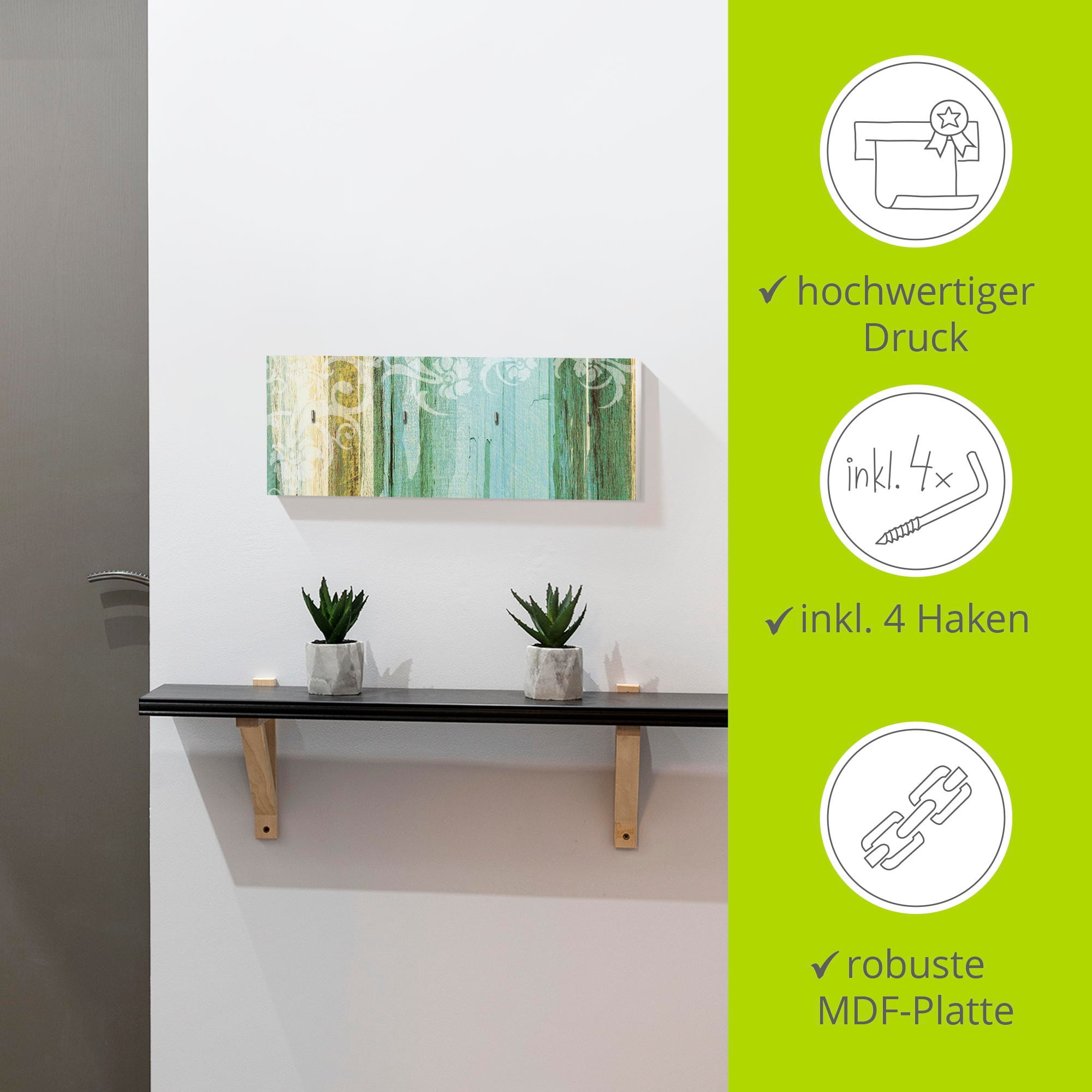 Artland Hakenleiste »Blumenornamente im modernen Stil«, MDF