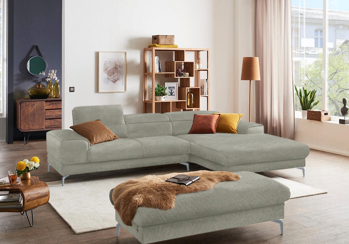 W.SCHILLIG Polsterhocker »piedroo, Designsofa mit tollem Sitzkomfort, bequem, L-Form« Füße in Silber matt