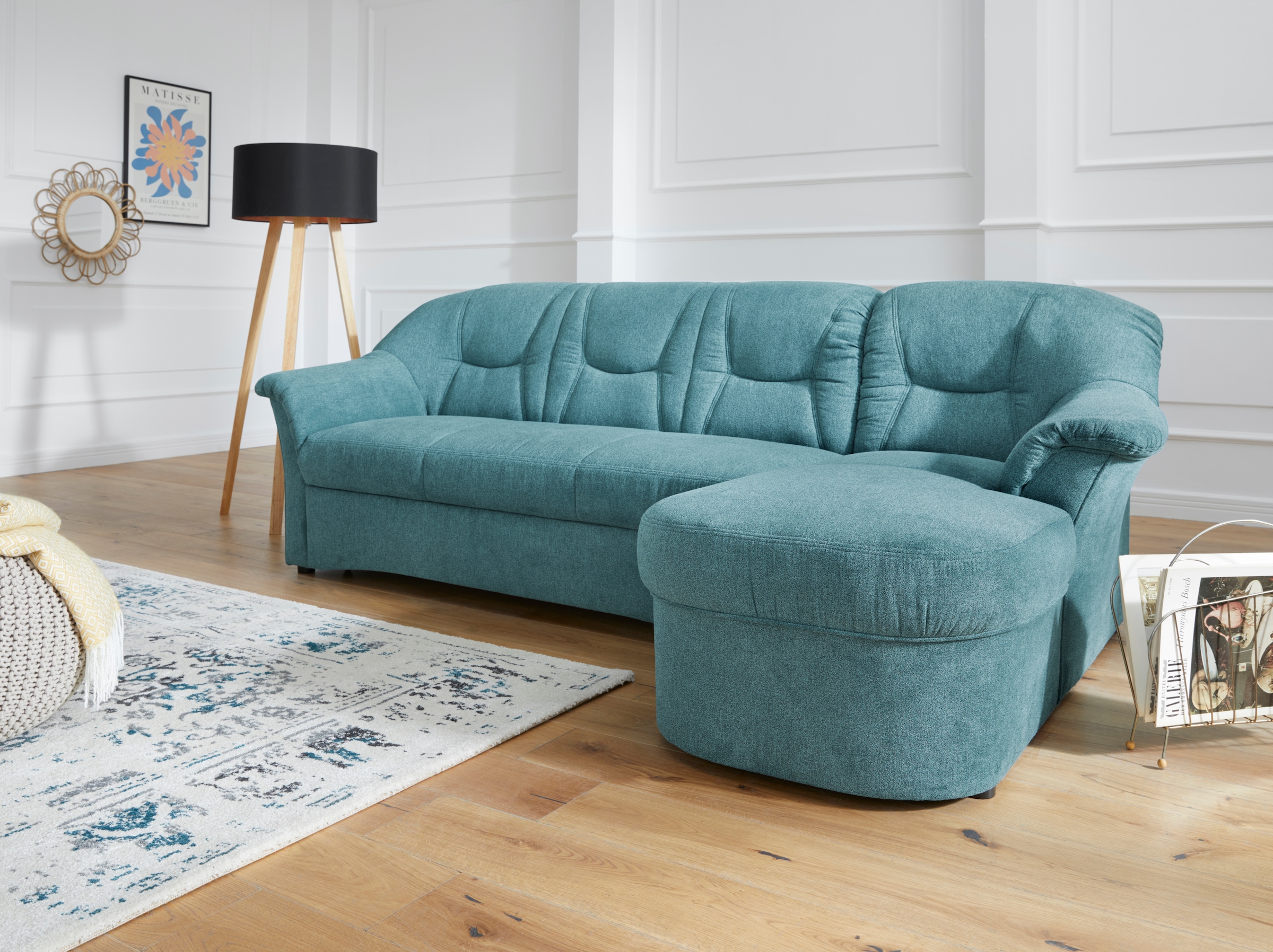 DOMO collection Ecksofa »Sarafina zeitlos und komfortabel, optional mit Federkern, L-Form«, wahlweise mit Bettfunktion