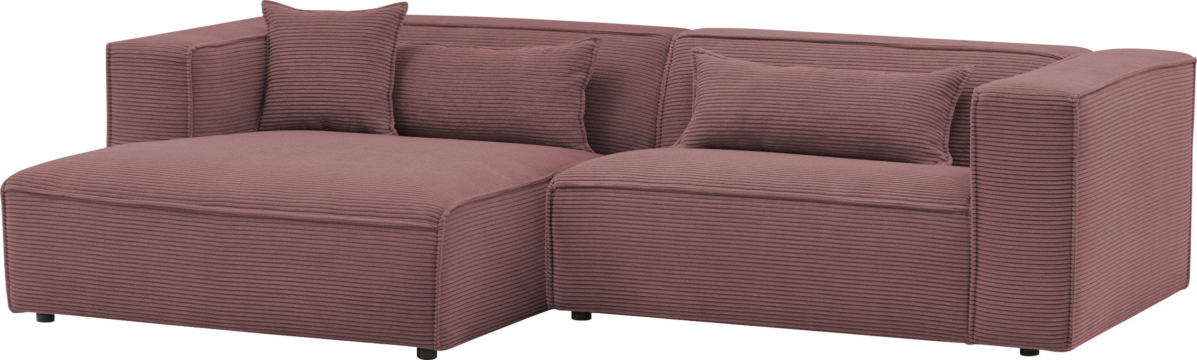 LeGer Home by Lena Gercke Ecksofa »PIARA Cord mit Kedernaht L-Form« wahlweise Ottomane rechts/links, schwarze Füße, bequemer Sitzkomfort