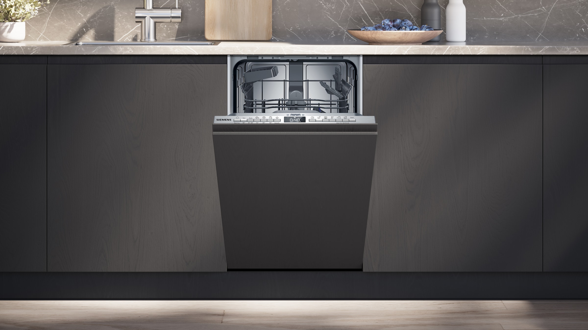 SIEMENS vollintegrierbarer Geschirrspüler iQ300 »SR63HX77KE« 10 tlg. Maßgedecke Schnelles Spülen mit varioSpeedPlus und flexibles Korbsystem