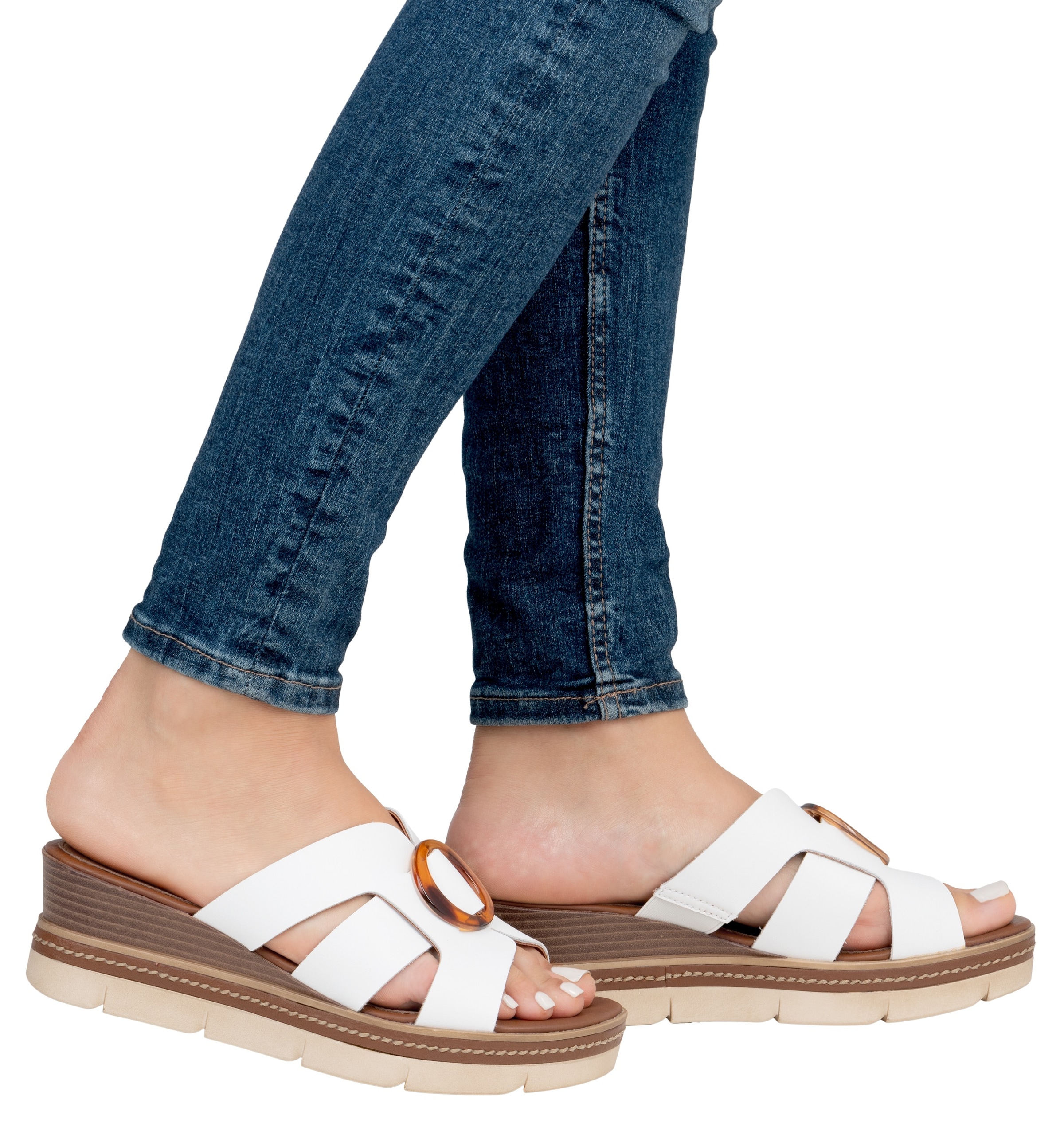 Remonte Pantolette, Keilabsatz, Sommerschuh, Schlupfschuh mit schöner Zierschnalle